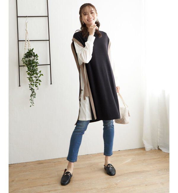 ikka「【2点セット】ニットベストアンサンブルワンピース」|ワンピース|