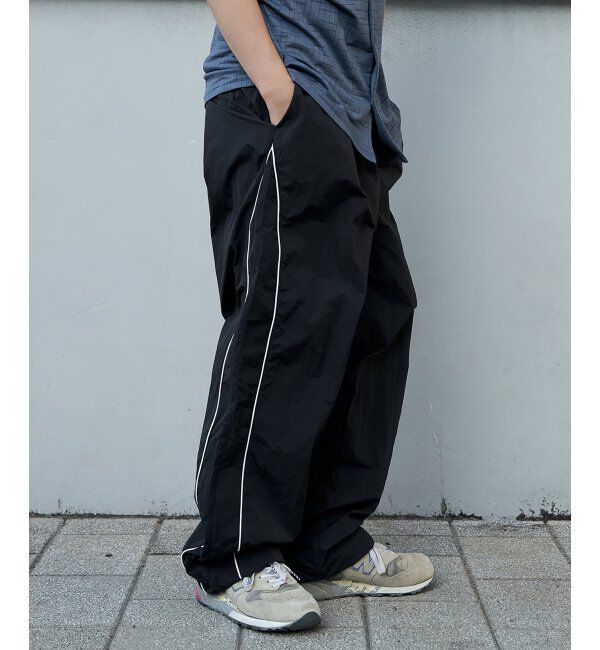 VENCE share style「パイピングナイロンパンツ」|その他|ブラック