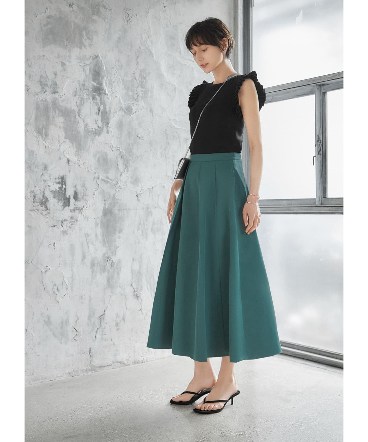 STYLE DELI「ブルゾン生地ボリュームタックスカート」|スカート|