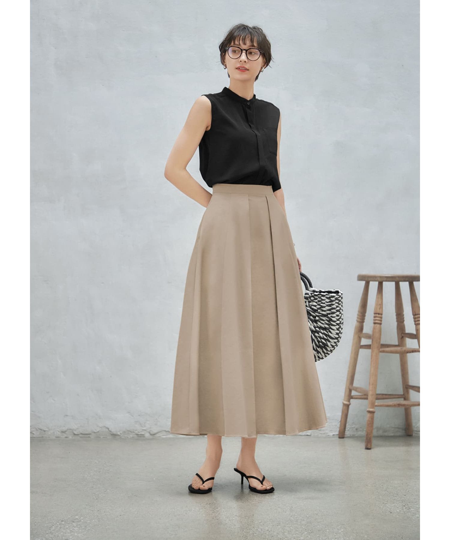 STYLE DELI「ブルゾン生地ボリュームタックスカート」|スカート|