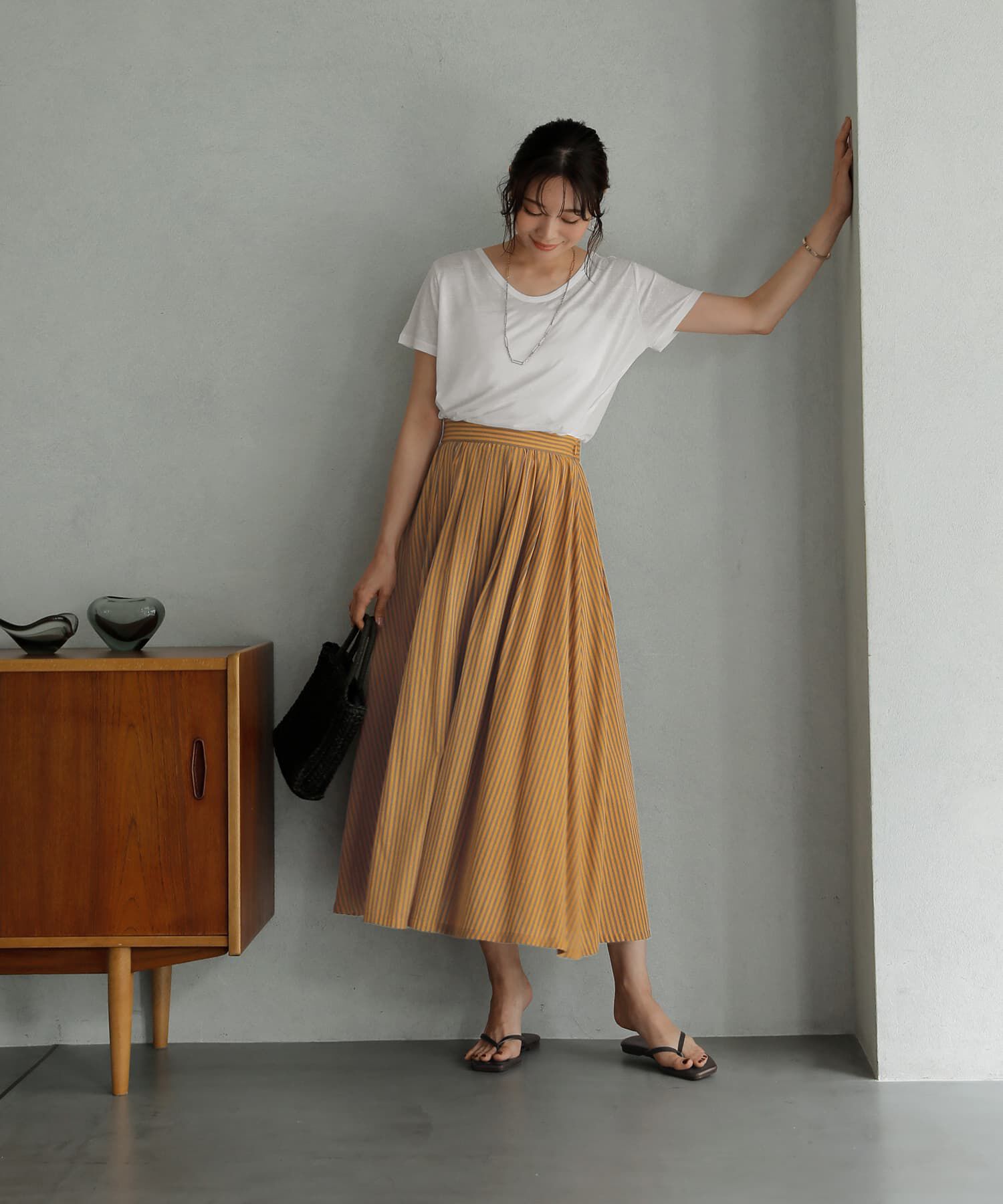 STYLE DELI「カラーナチュラルストライプ織りスカート」|スカート|