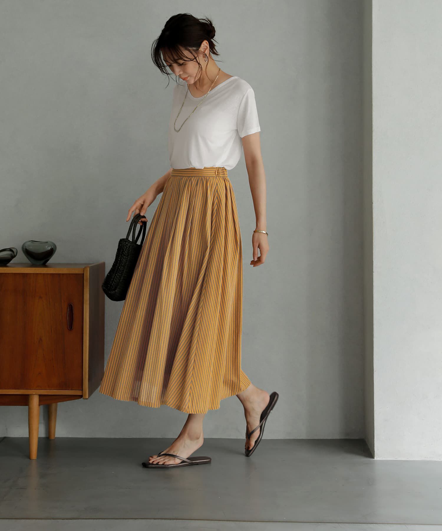 STYLE DELI「カラーナチュラルストライプ織りスカート」|スカート|