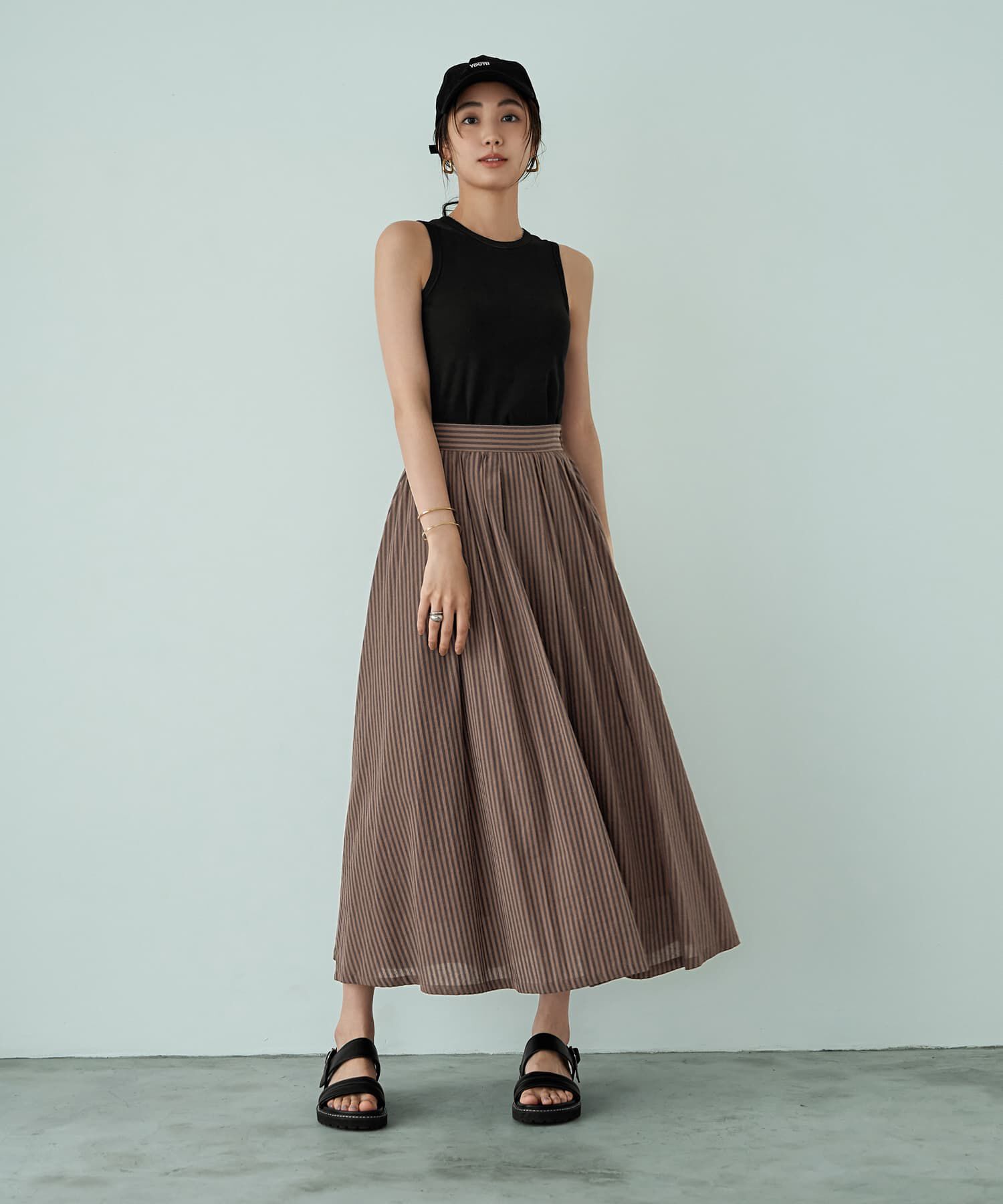 STYLE DELI「カラーナチュラルストライプ織りスカート」|スカート|