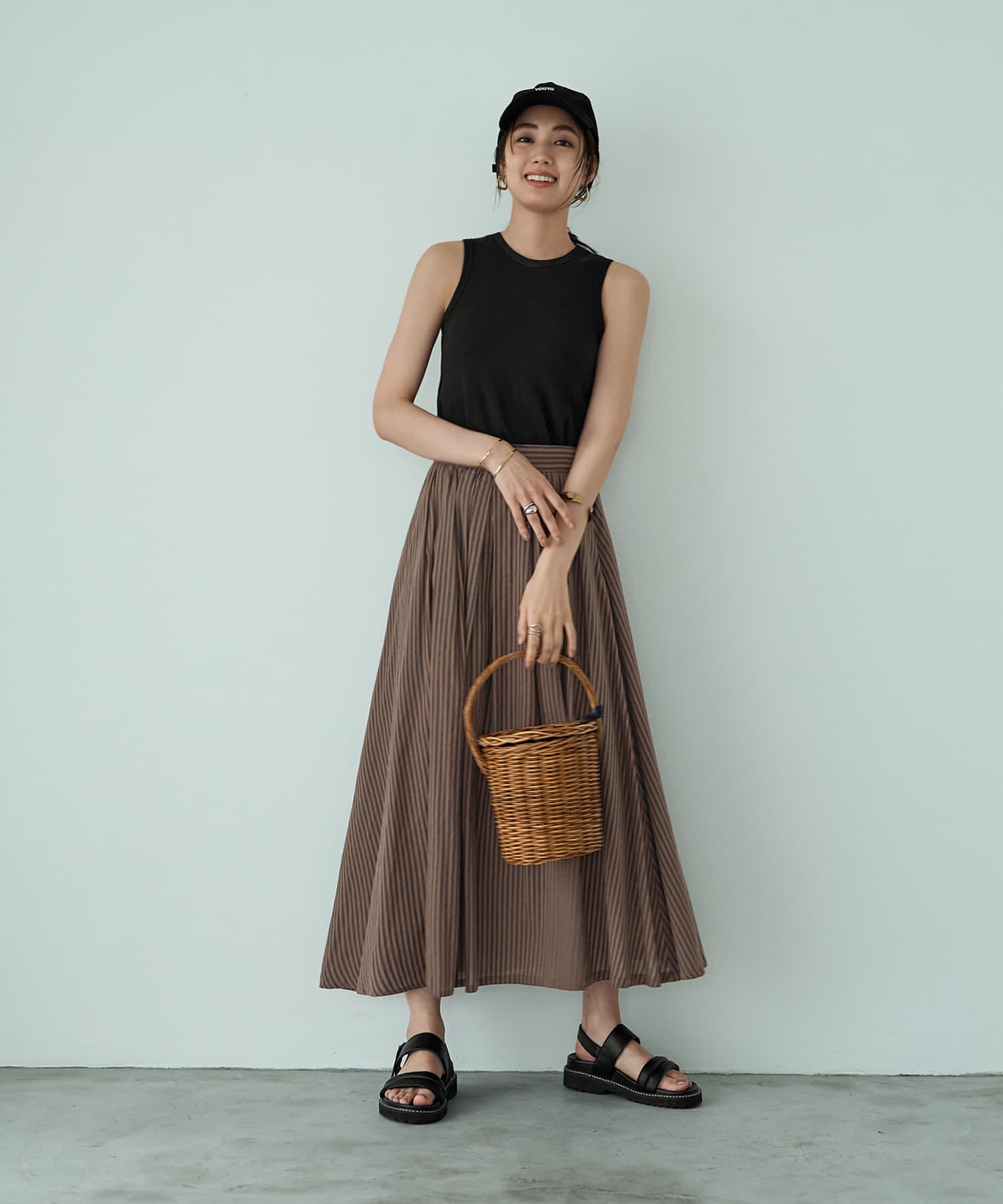 STYLE DELI「カラーナチュラルストライプ織りスカート」|スカート|