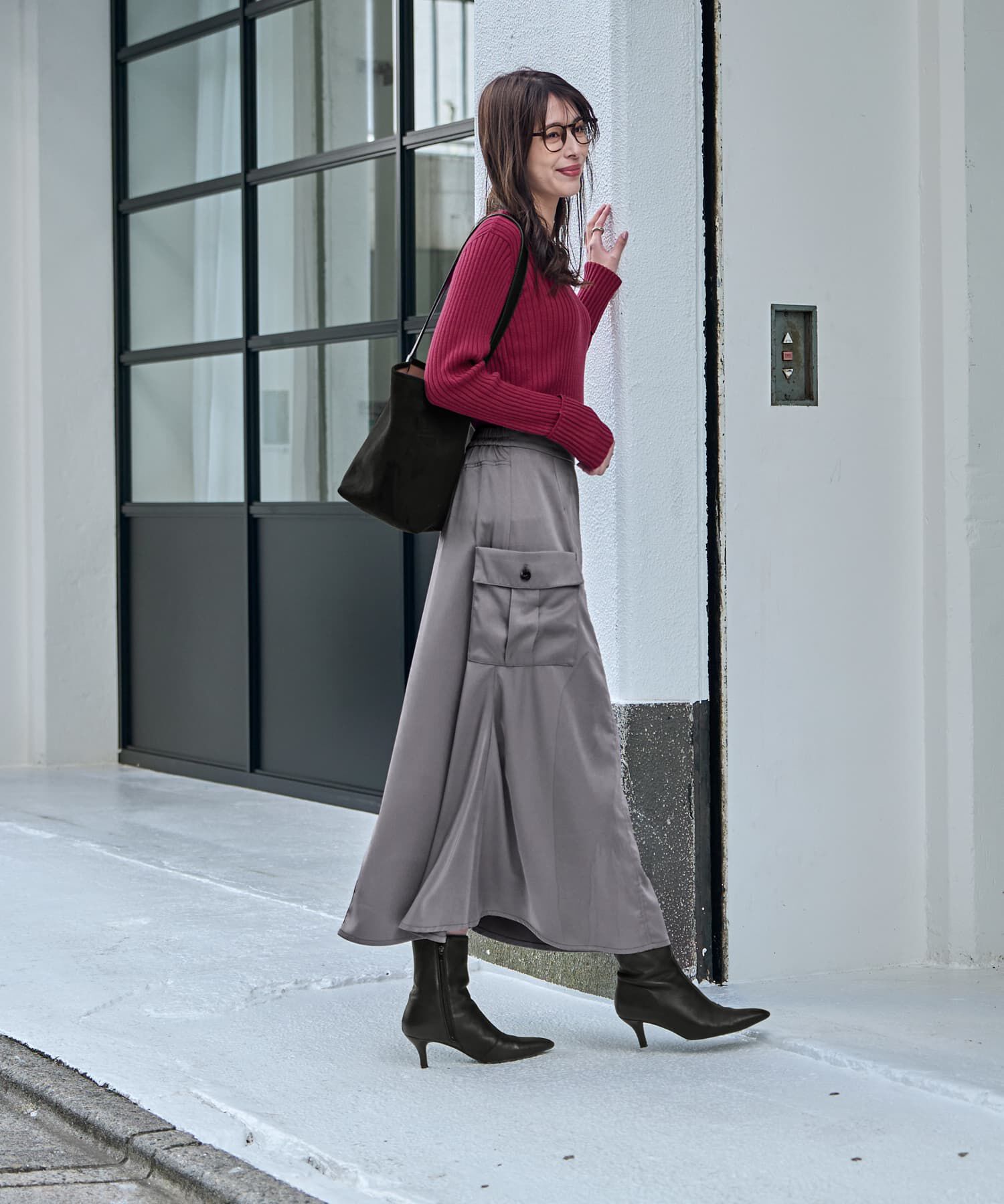 STYLE DELI「サイドポケットサテンロングスカート」|スカート|