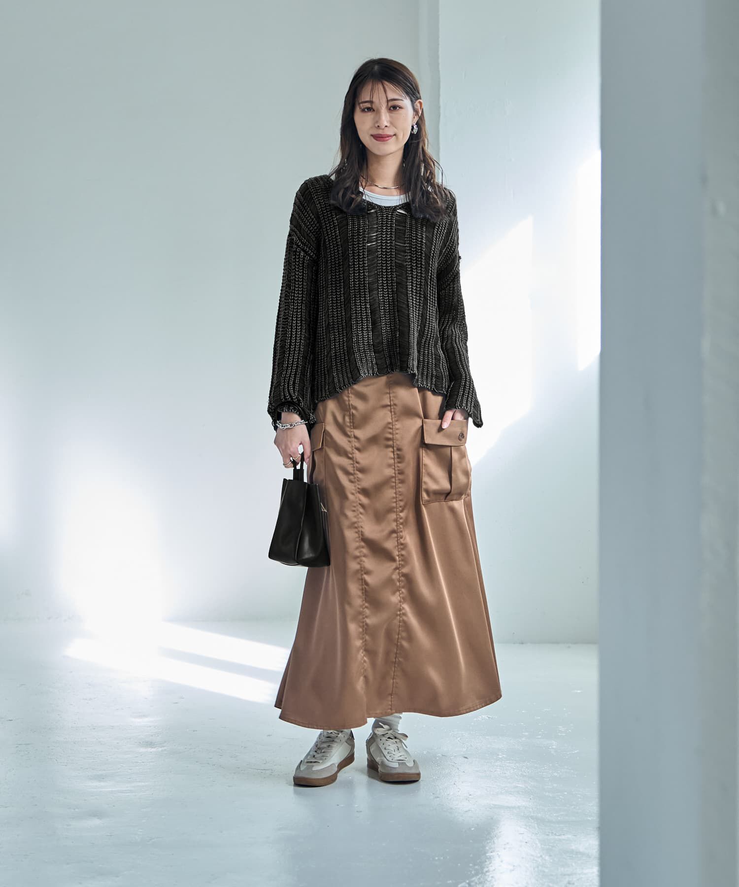 STYLE DELI「サイドポケットサテンロングスカート」|スカート|