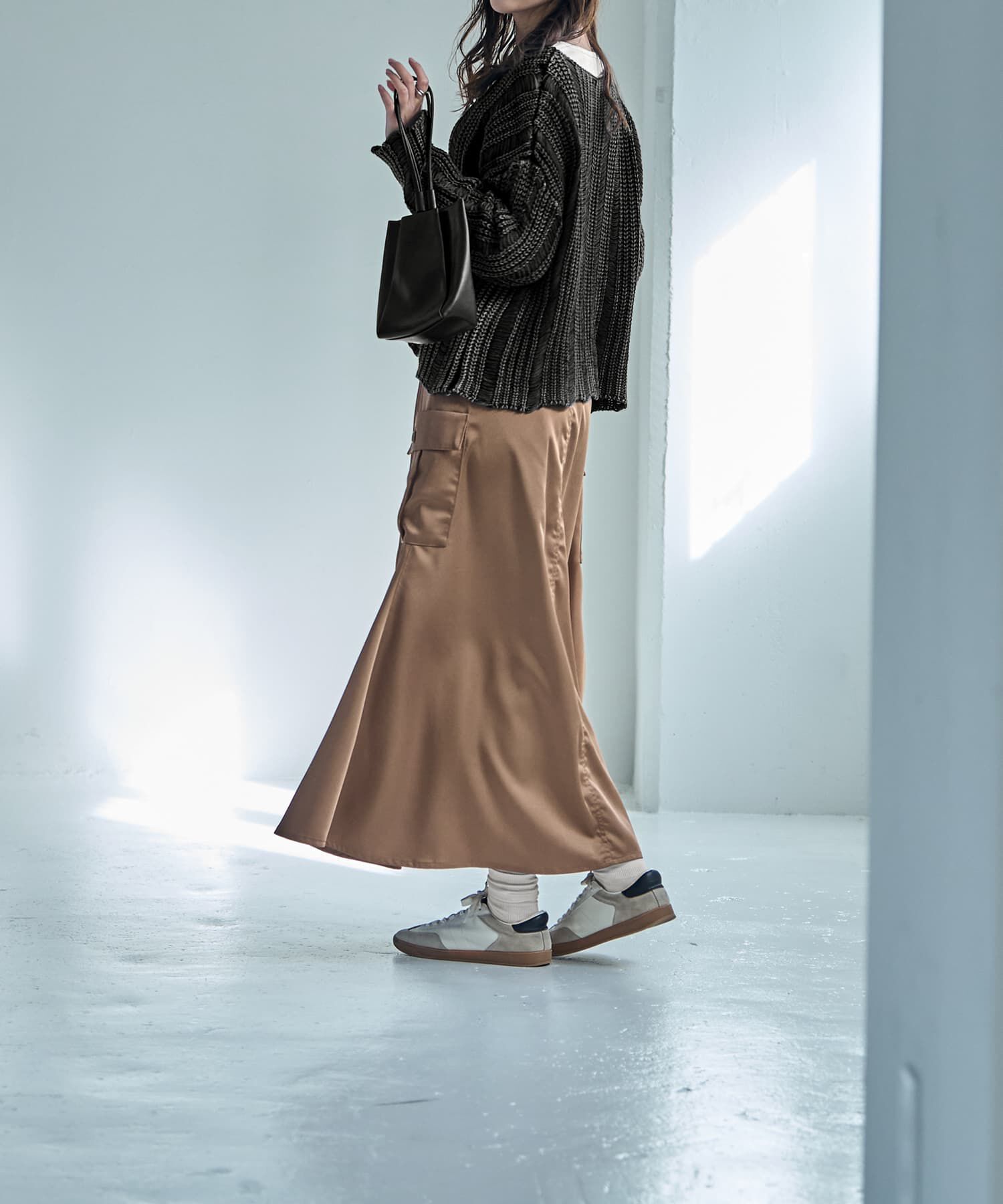 STYLE DELI「サイドポケットサテンロングスカート」|スカート|