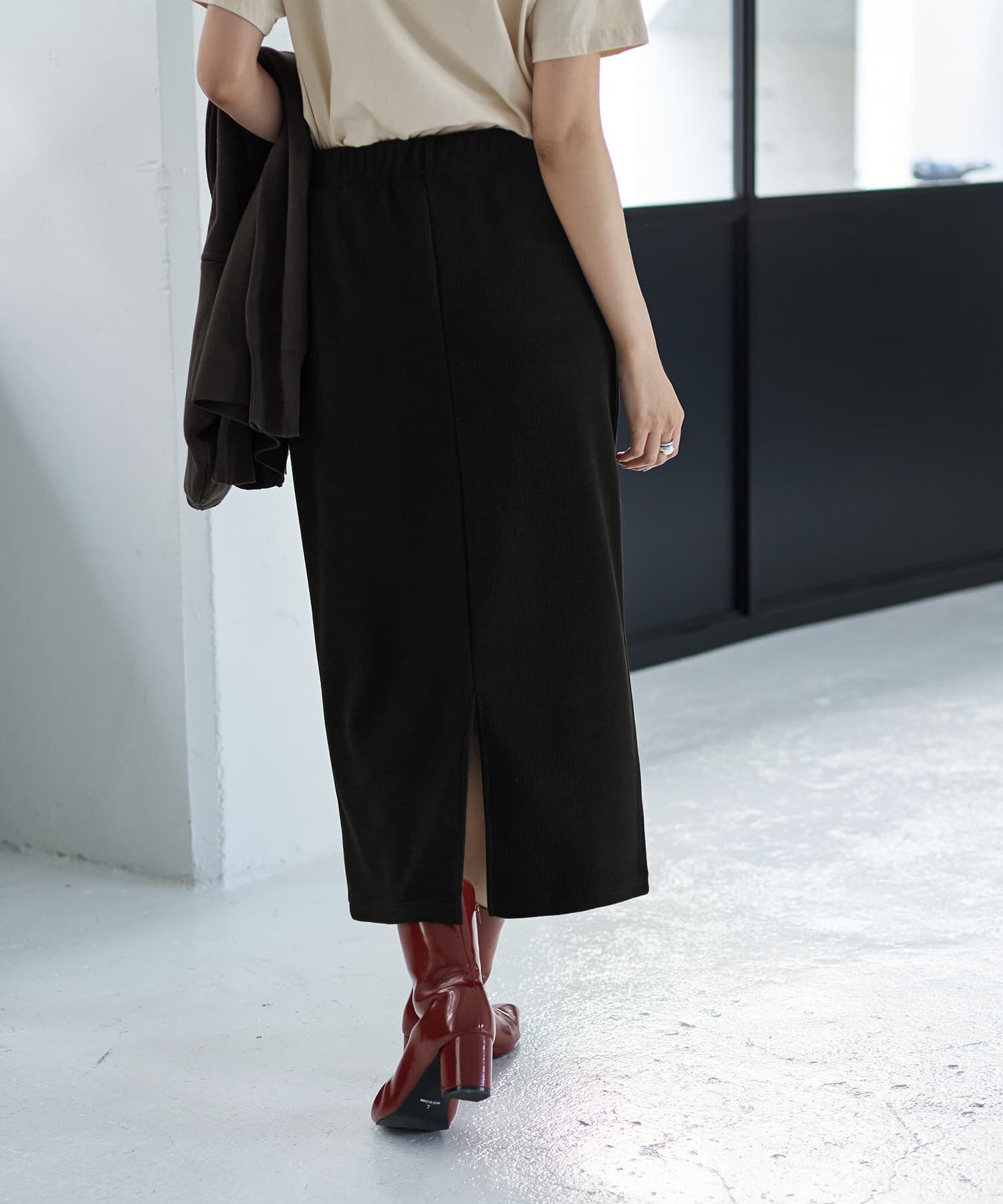 STYLE DELI「表面リブストレッチペンシルスカート」|スカート|