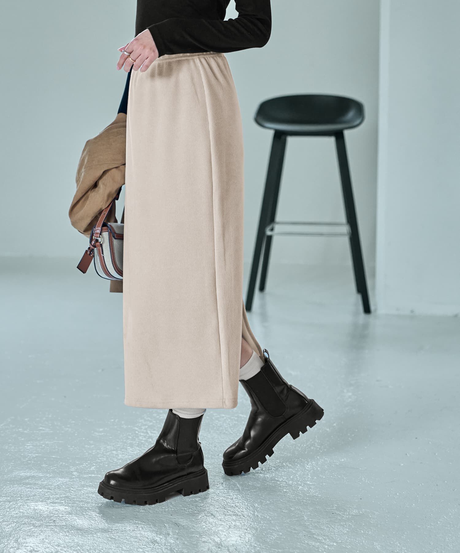 STYLE DELI「表面リブストレッチペンシルスカート」|スカート|