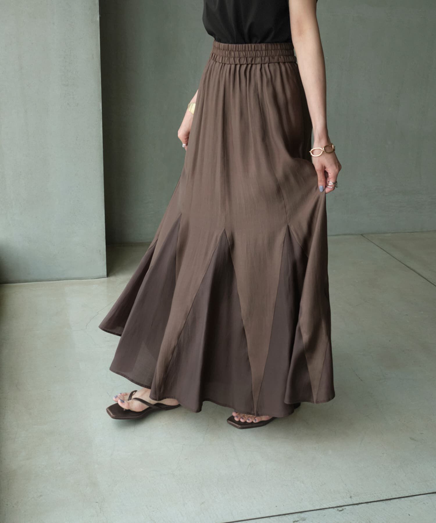 STYLE DELI「【LUXE】トライアングル配色切替スカート」|フレア|