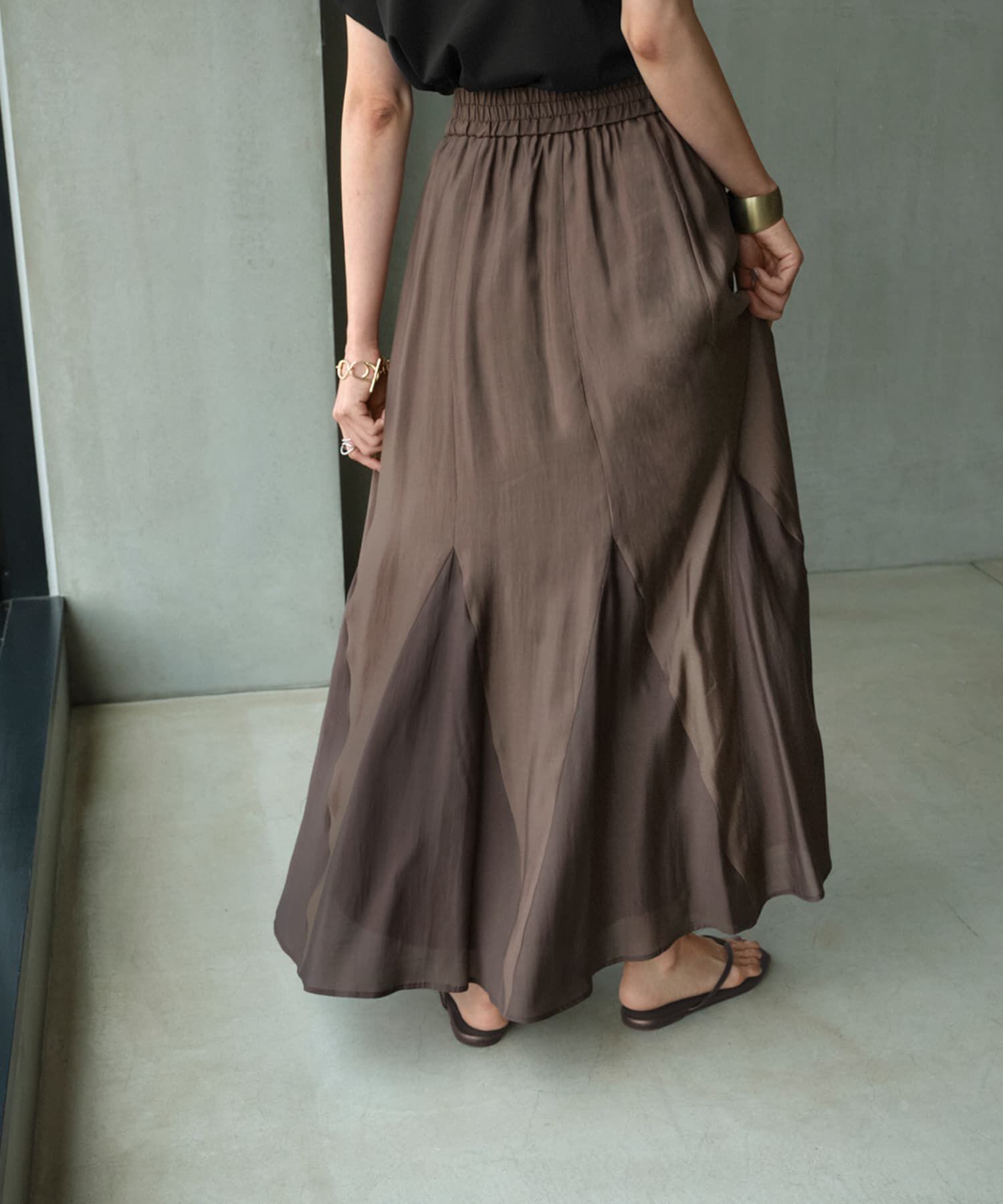 STYLE DELI「【LUXE】トライアングル配色切替スカート」|フレア|