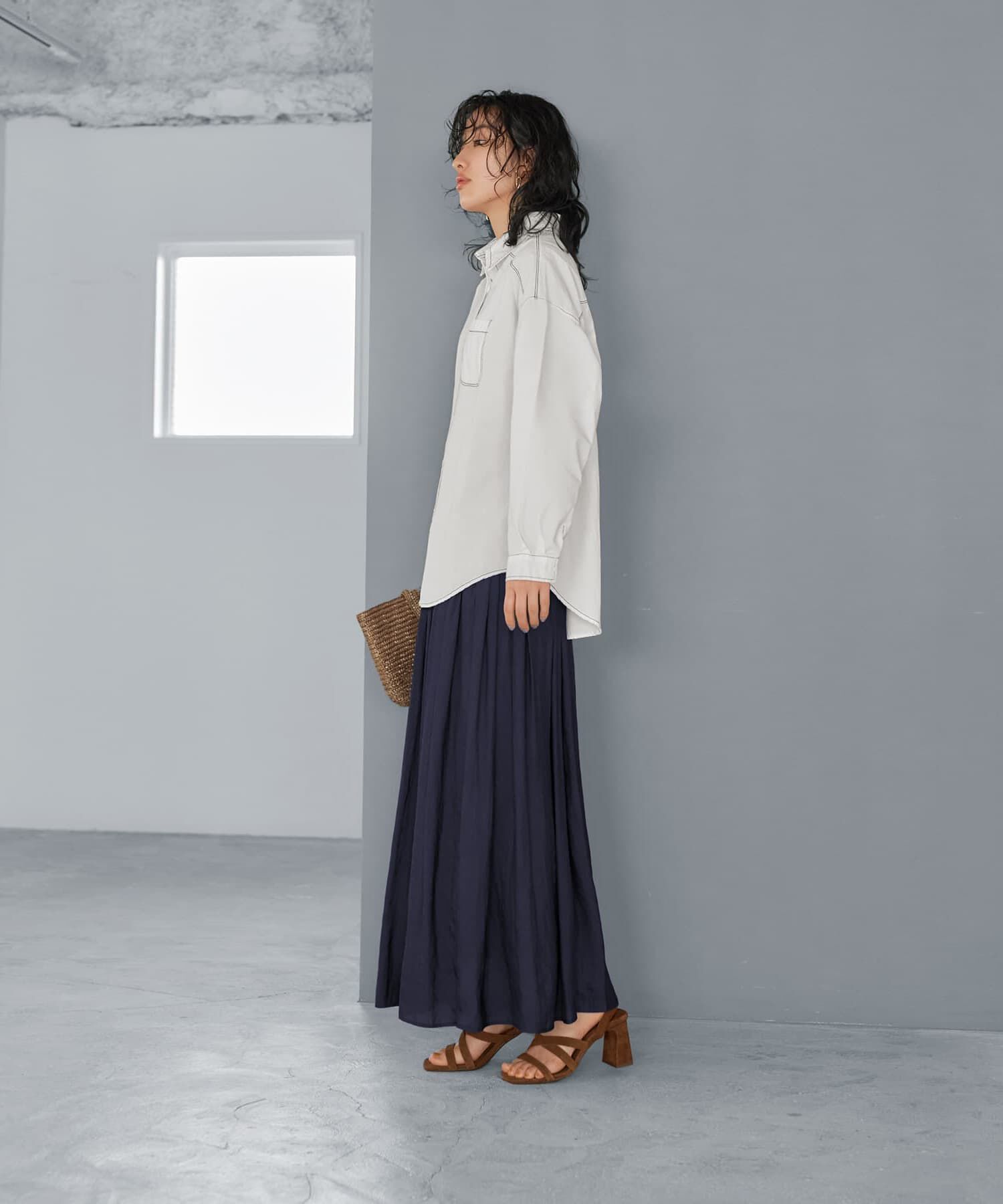 STYLE DELI「【Made in JAPAN】ロングレングスV.サテンギャザースカート」|スカート|