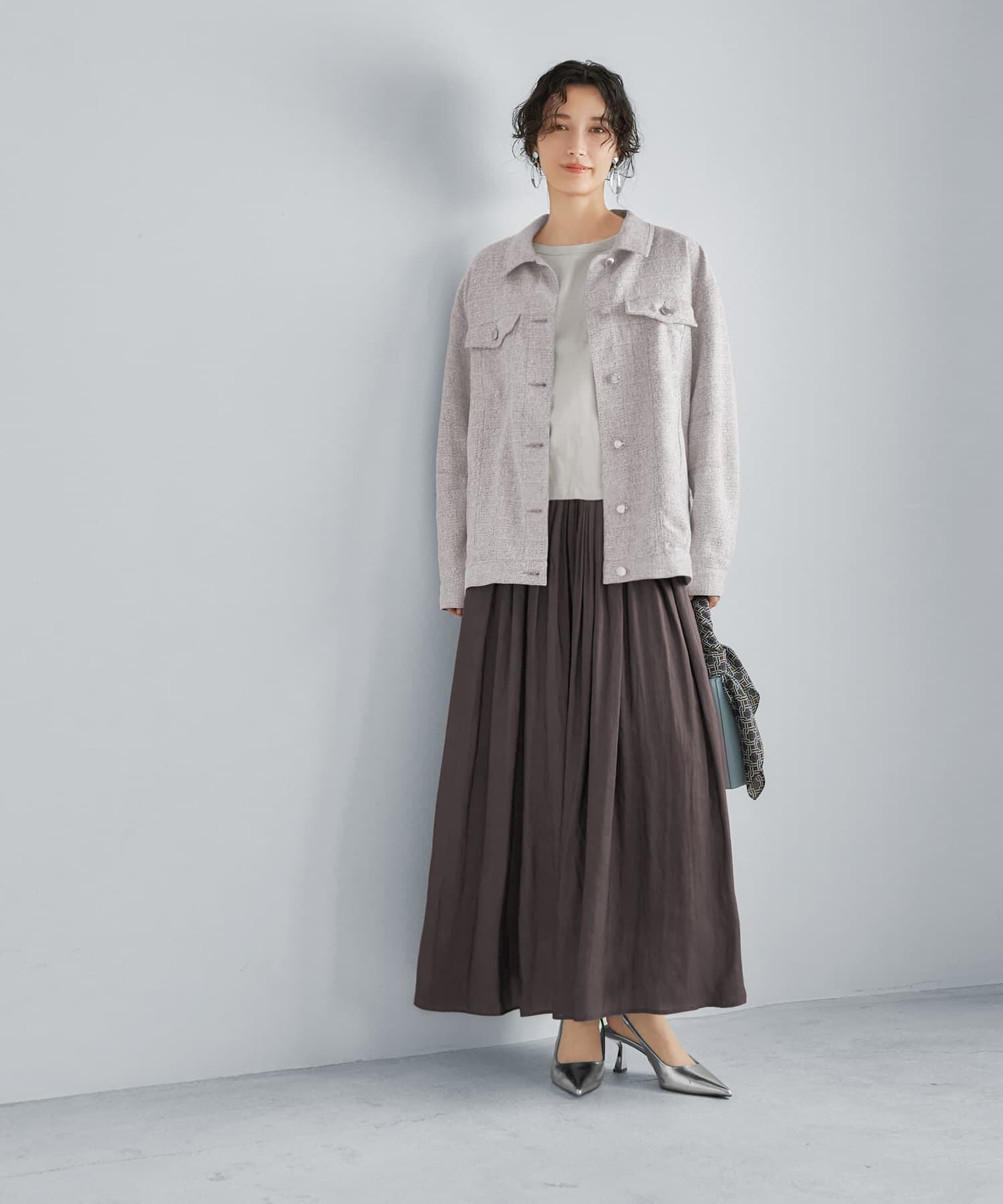 STYLE DELI「【Made in JAPAN】ロングレングスV.サテンギャザースカート」|スカート|