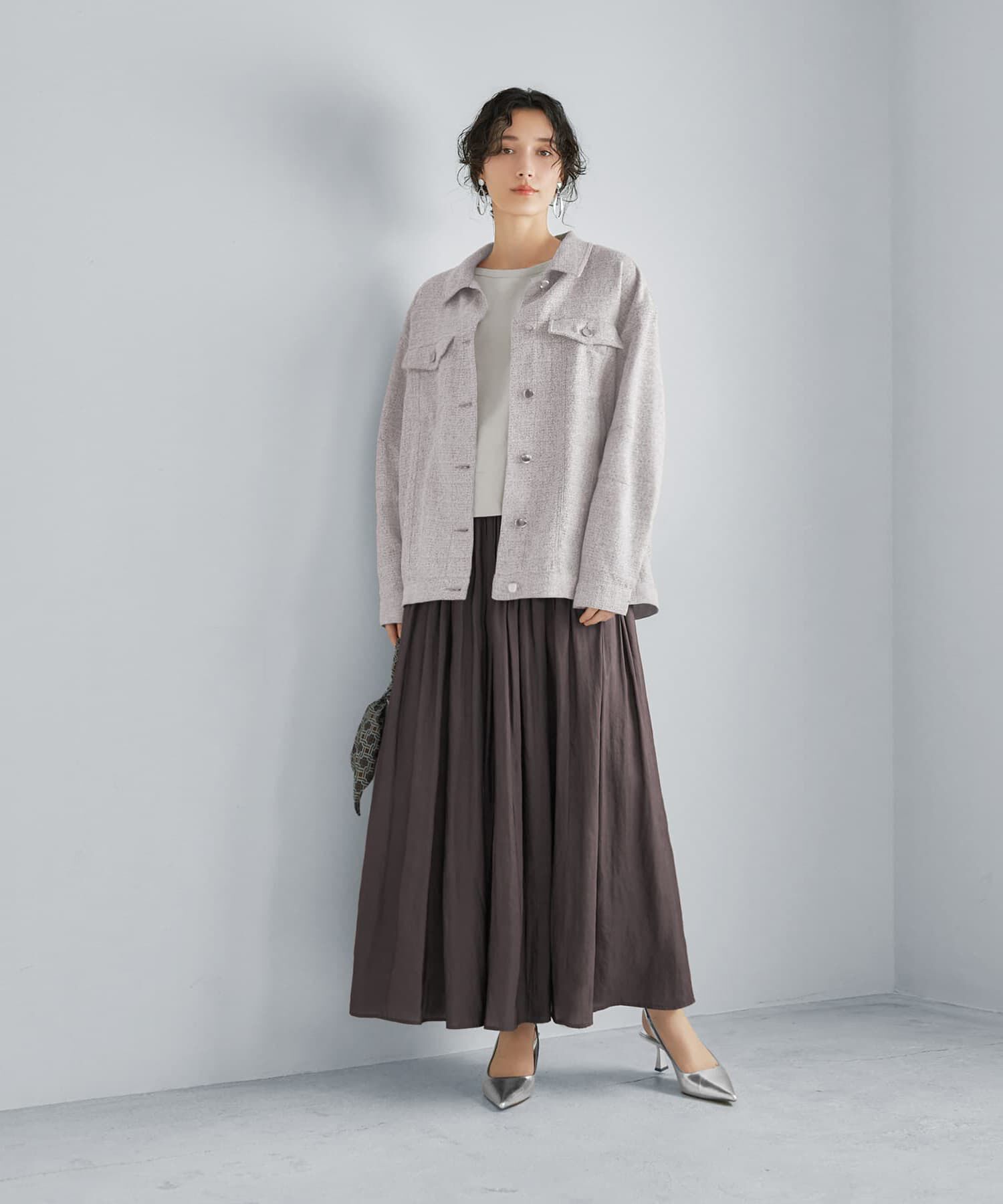 STYLE DELI「【Made in JAPAN】ロングレングスV.サテンギャザースカート」|スカート|