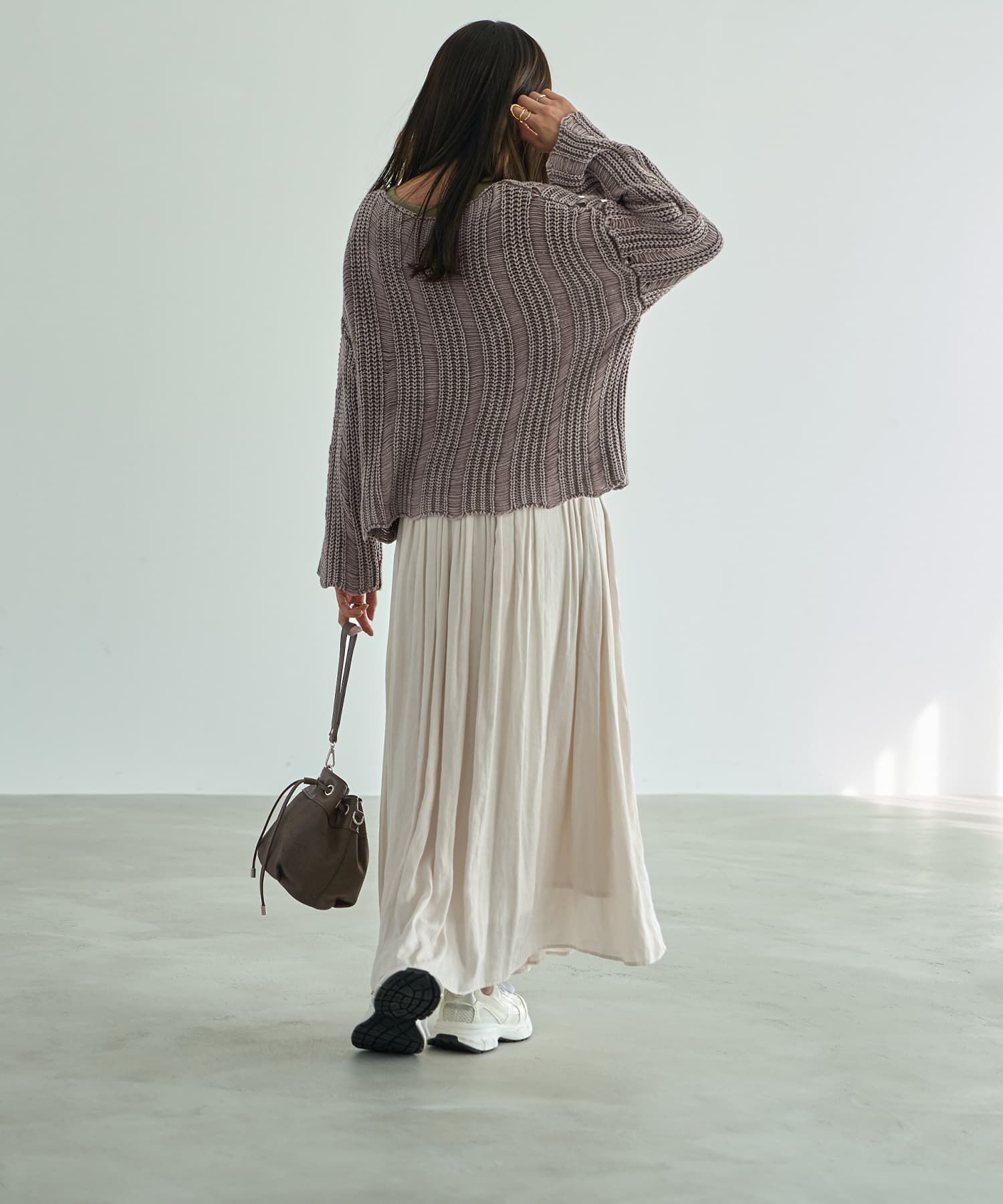 STYLE DELI「【Made in JAPAN】ロングレングスV.サテンギャザースカート」|スカート|