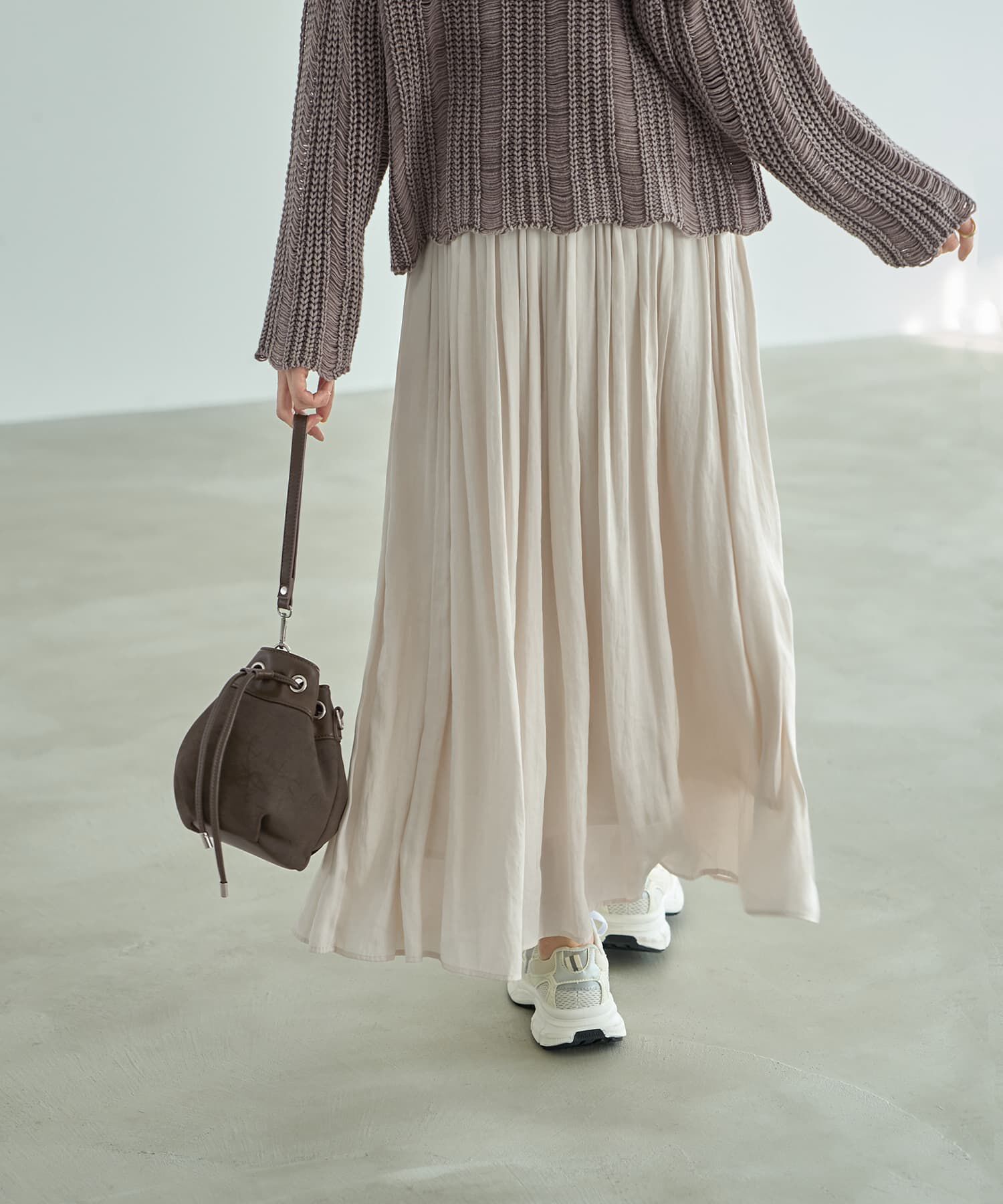 STYLE DELI「【Made in JAPAN】ロングレングスV.サテンギャザースカート」|スカート|