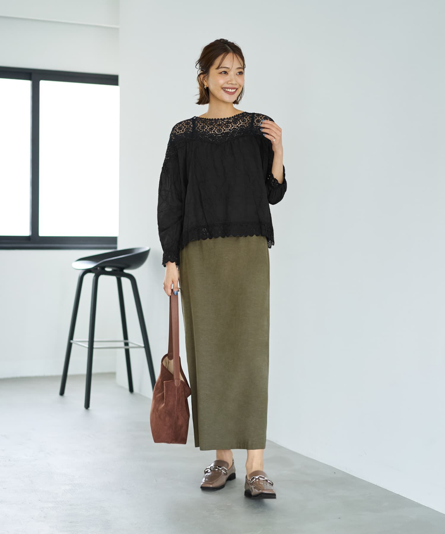 STYLE DELI「上部がレースのギャザーブラウス」|シャツ・ブラウス|