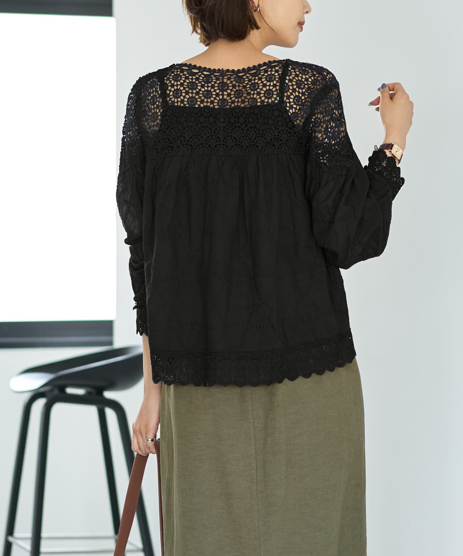STYLE DELI「上部がレースのギャザーブラウス」|シャツ・ブラウス|