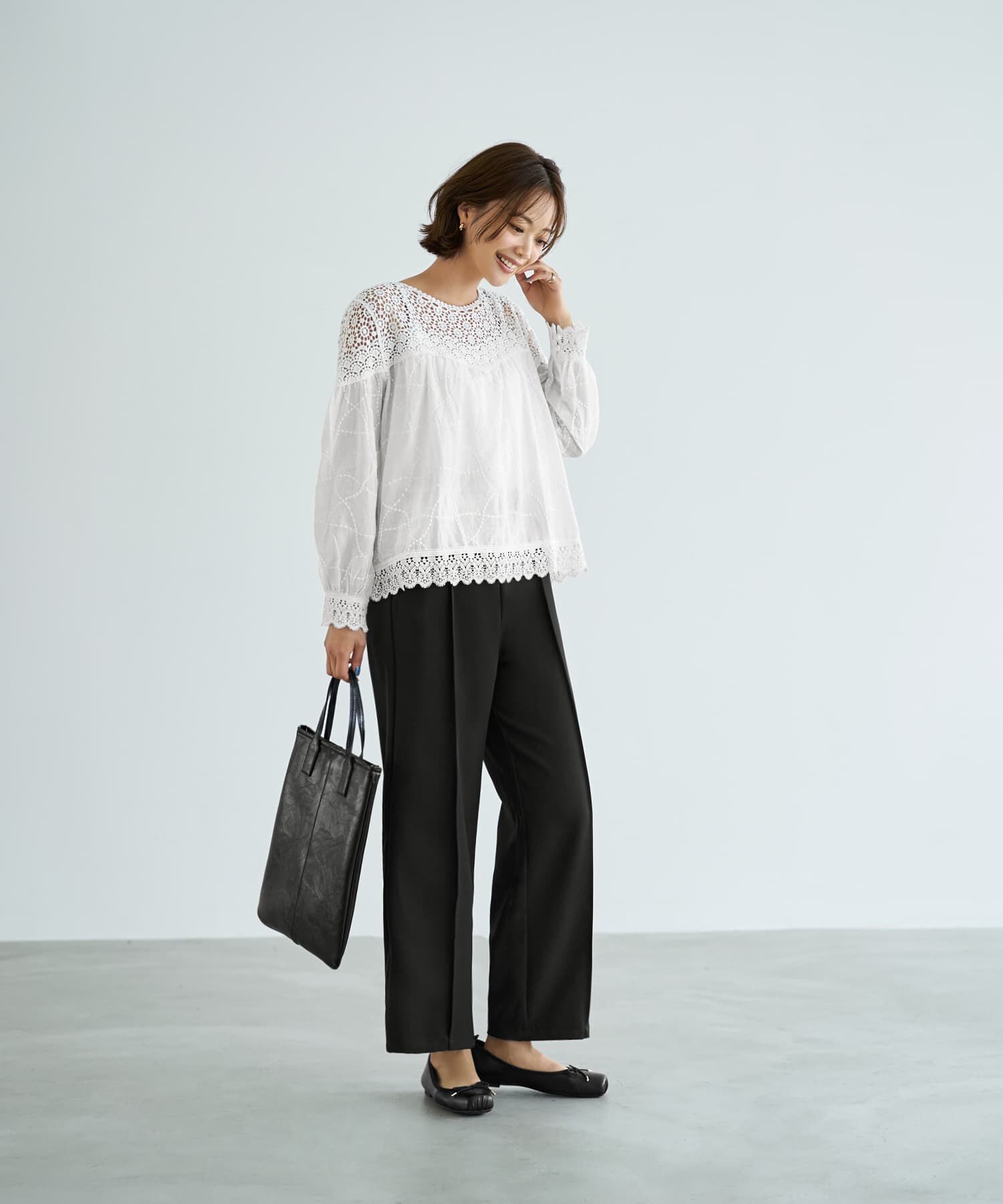 STYLE DELI「上部がレースのギャザーブラウス」|シャツ・ブラウス|