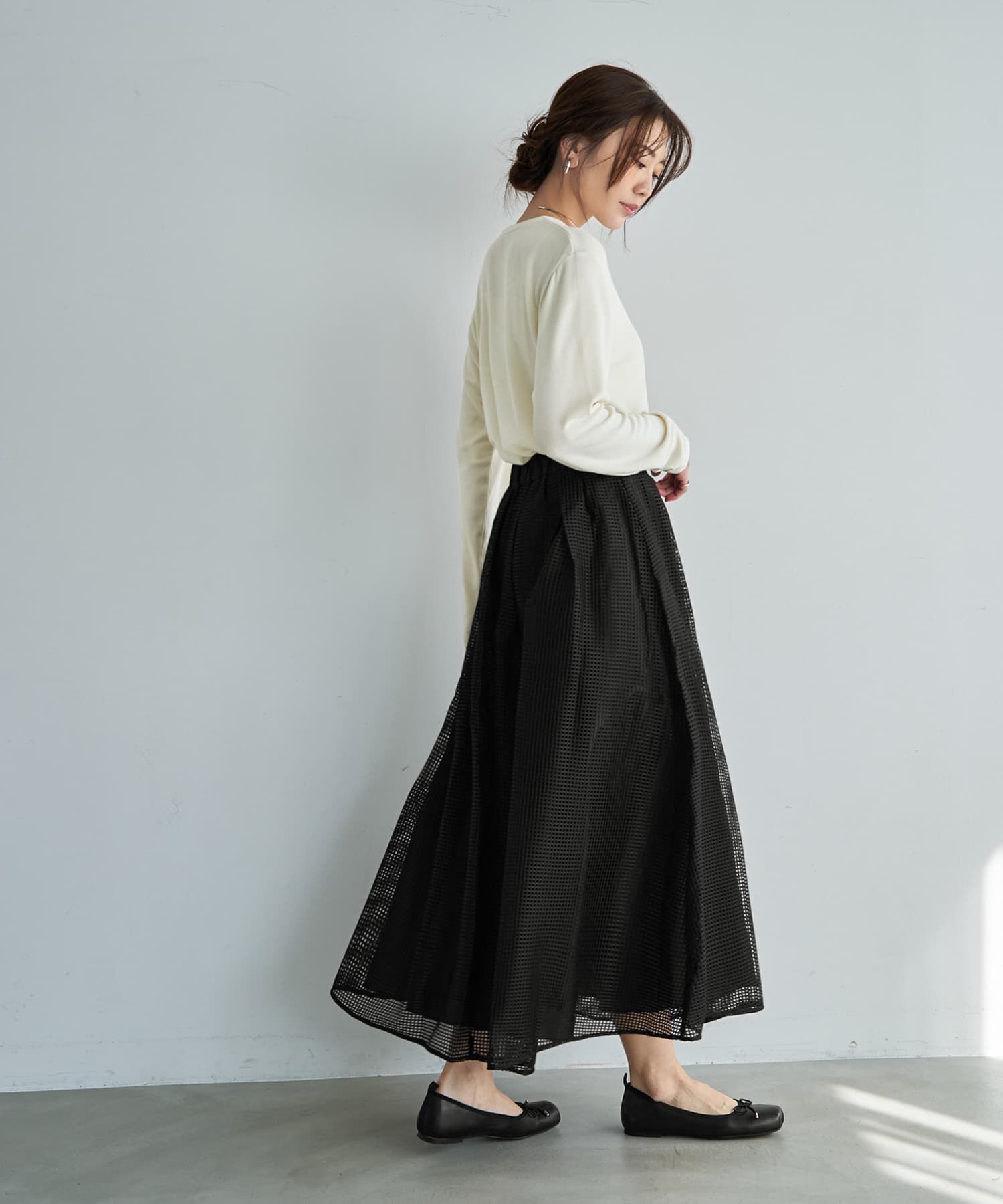 STYLE DELI「【LUXE】メッシュフレアスカート」|スカート|