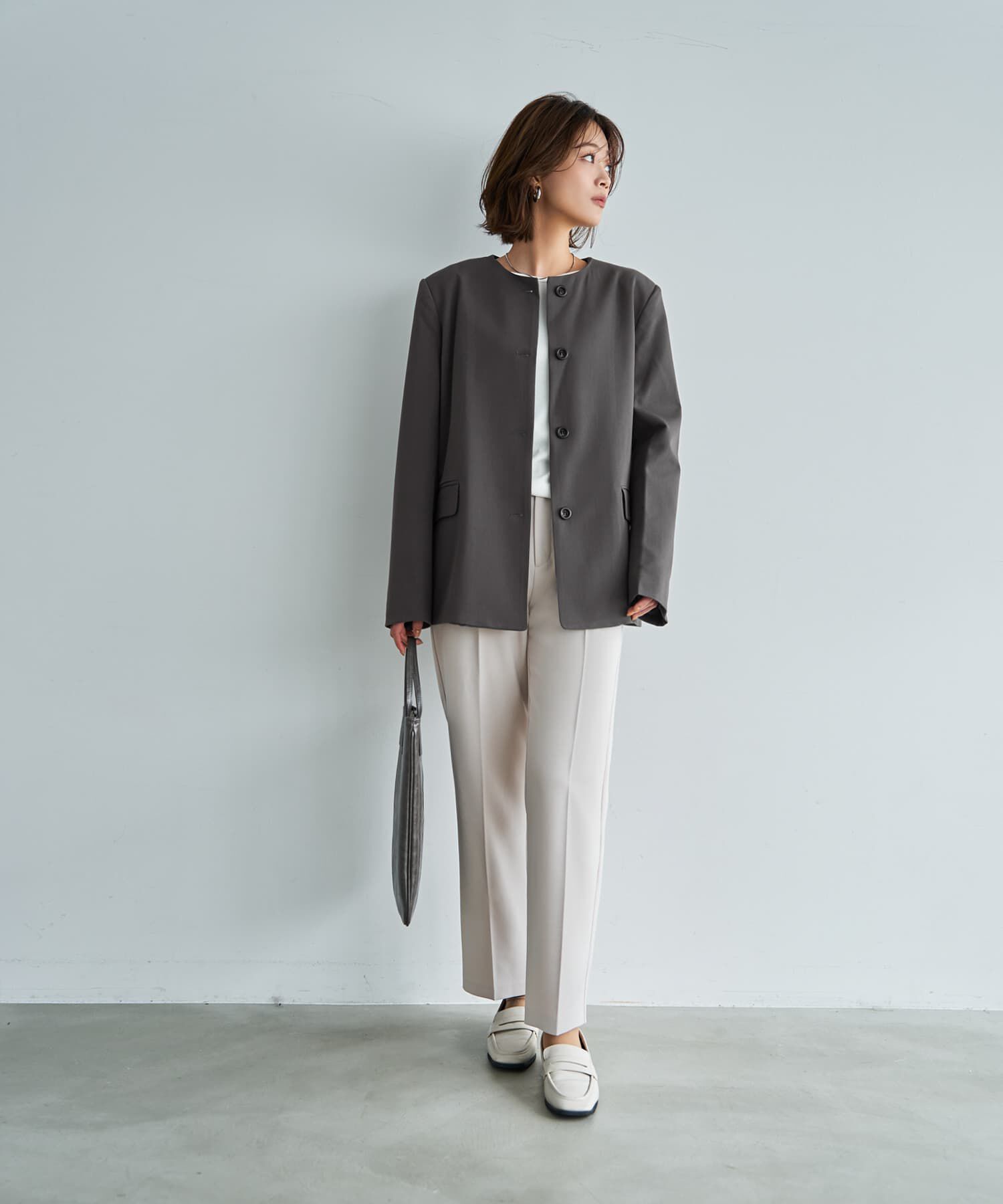 STYLE DELI「【LUXE】ラウンドネックノーカラージャケット」|ノーカラージャケット|