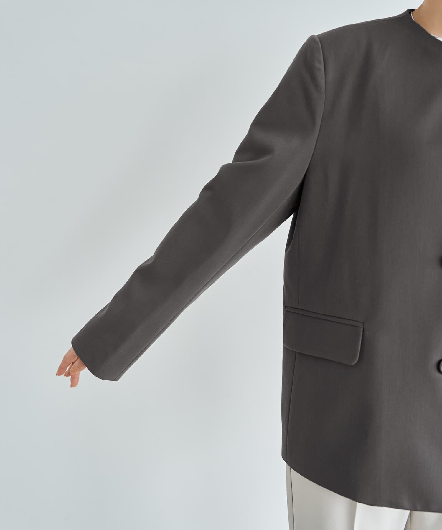STYLE DELI「【LUXE】ラウンドネックノーカラージャケット」|ノーカラージャケット|