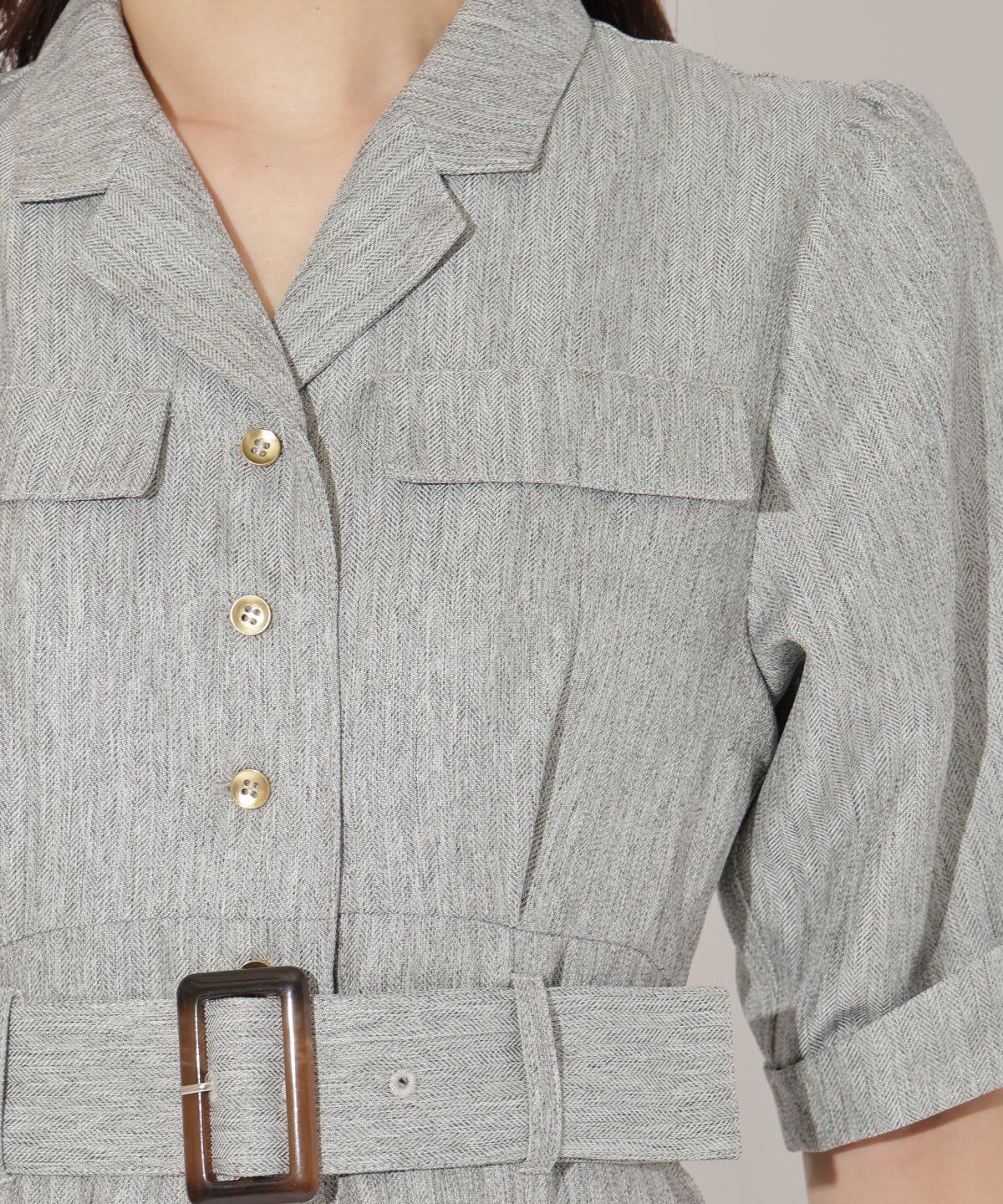 アンドクチュール「5分袖カーゴシャツワンピース」|ワンピース|