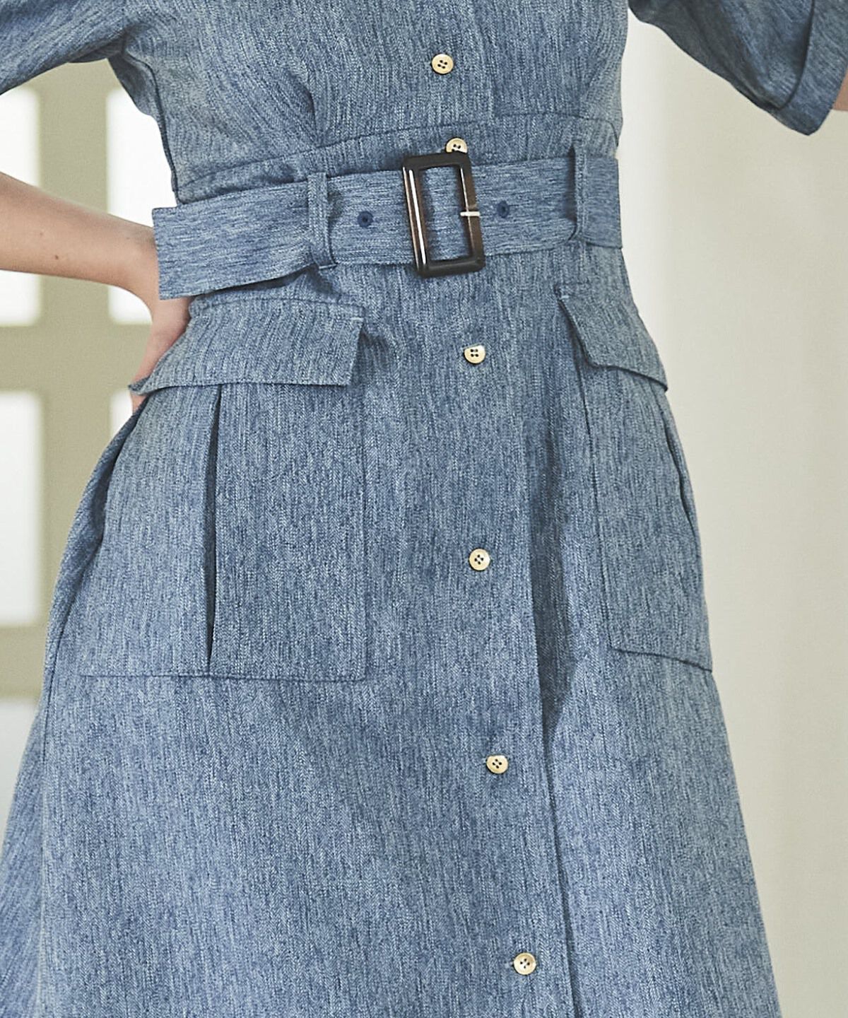 アンドクチュール「5分袖カーゴシャツワンピース」|ワンピース|