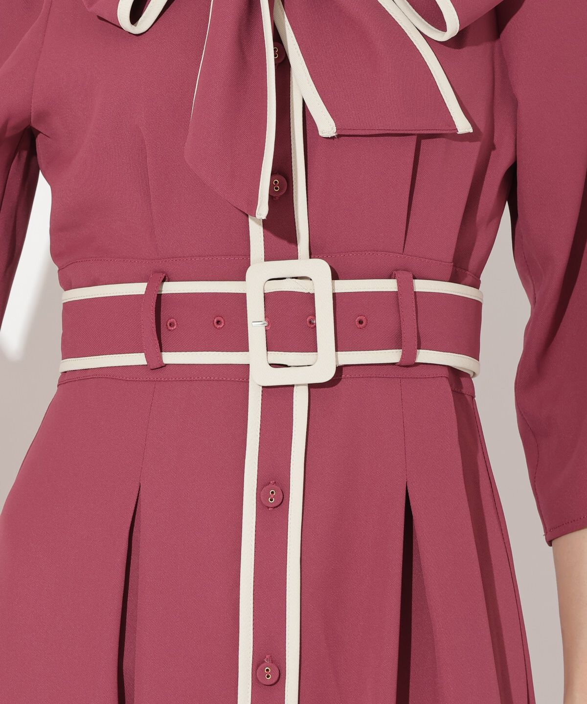 アンドクチュール「配色パイピングボウタイワンピース」|ワンピース|