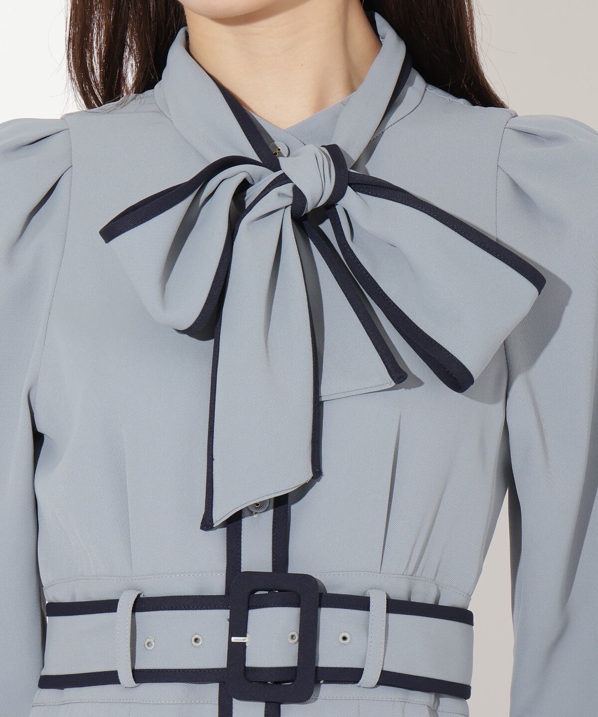 アンドクチュール「配色パイピングボウタイワンピース」|ワンピース|