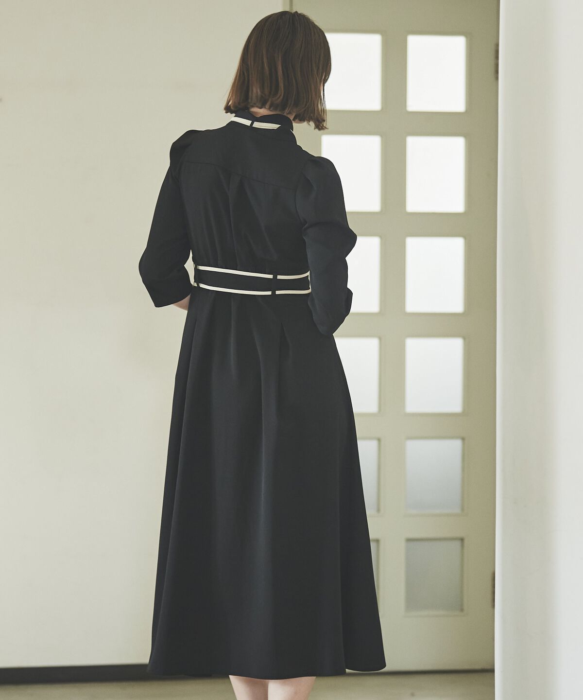 アンドクチュール「配色パイピングボウタイワンピース」|ワンピース|