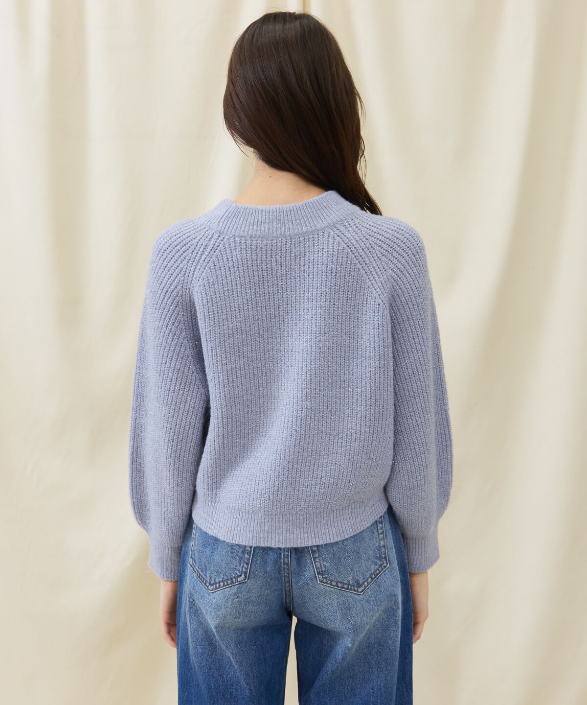 アンドクチュール「ラメケーブルクロップドプルオーバー」|ニット・セーター|