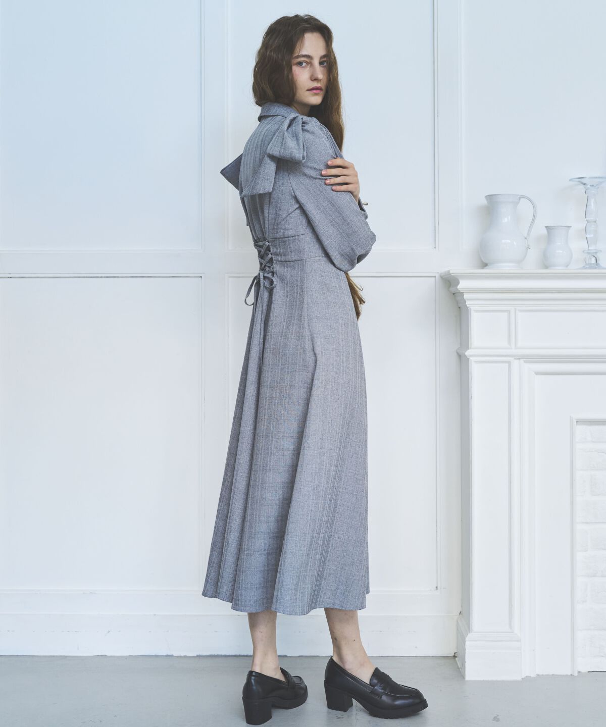 アンドクチュール「肩リボンシャツワンピース」|ワンピース|