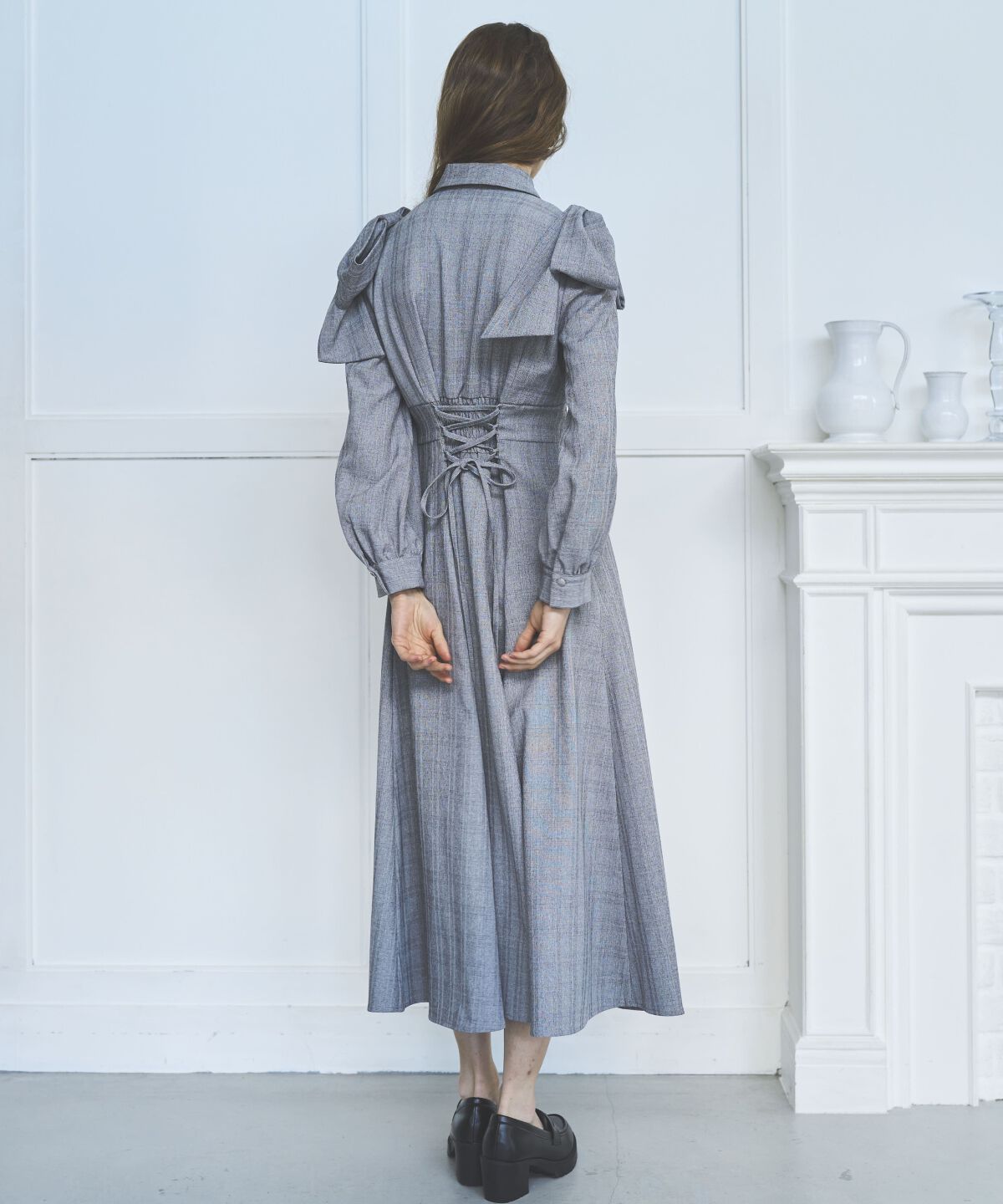 アンドクチュール「肩リボンシャツワンピース」|ワンピース|