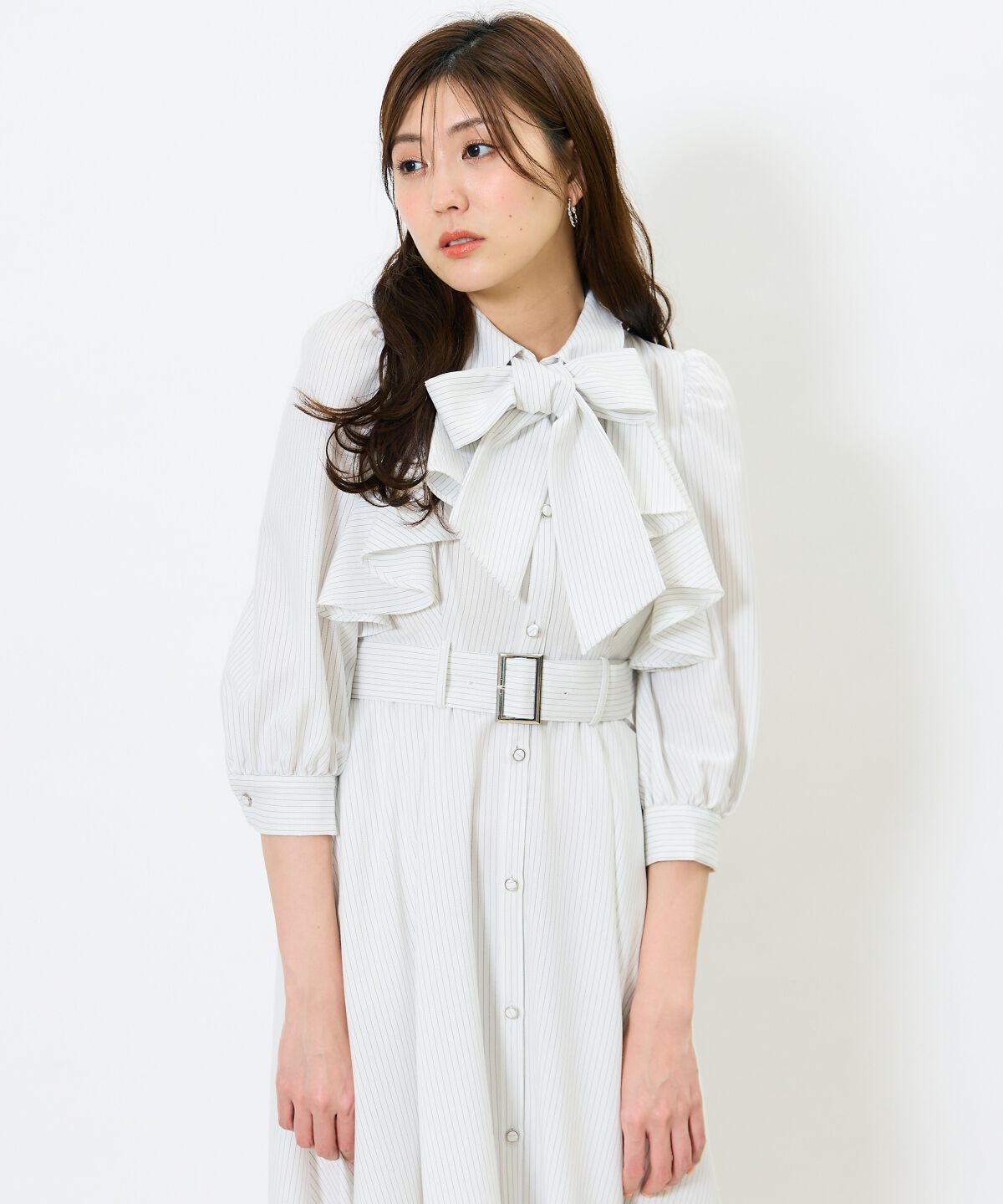 アンドクチュール「ストライプフリルケープワンピース」|ワンピース|