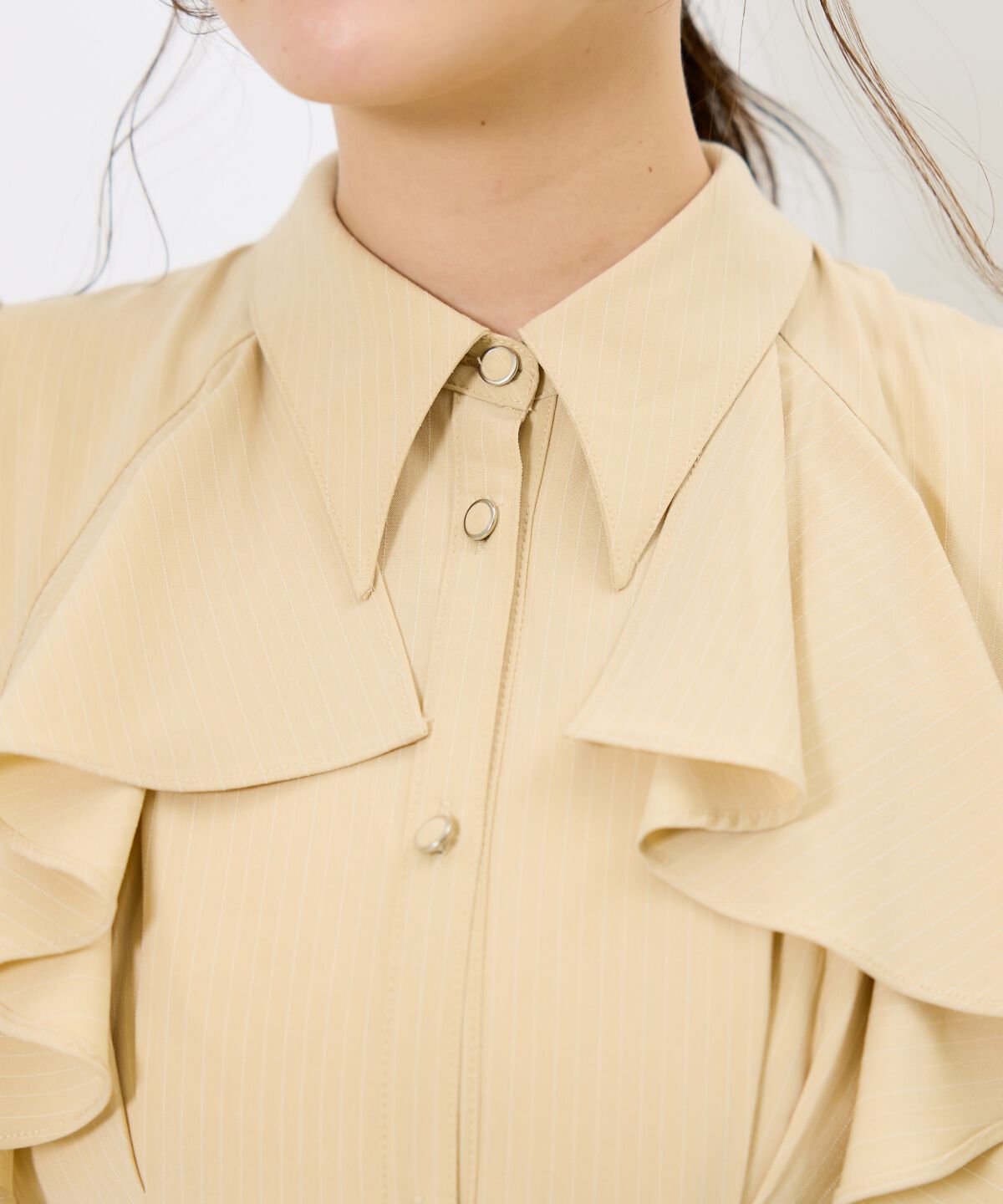 アンドクチュール「ストライプフリルケープワンピース」|ワンピース|