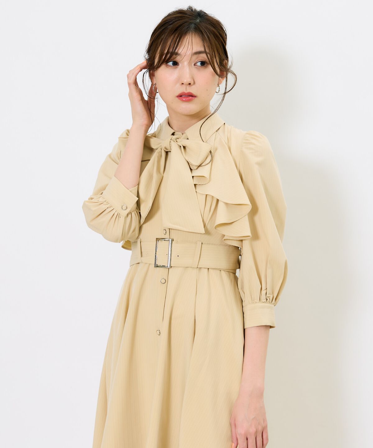 アンドクチュール「ストライプフリルケープワンピース」|ワンピース|