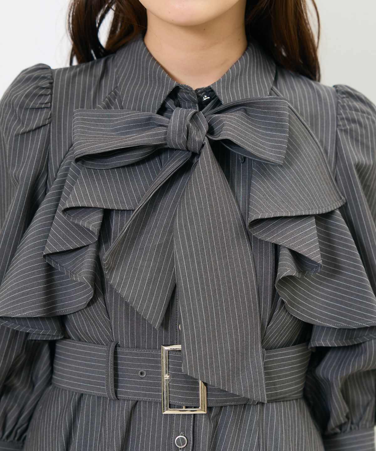 アンドクチュール「ストライプフリルケープワンピース」|ワンピース|