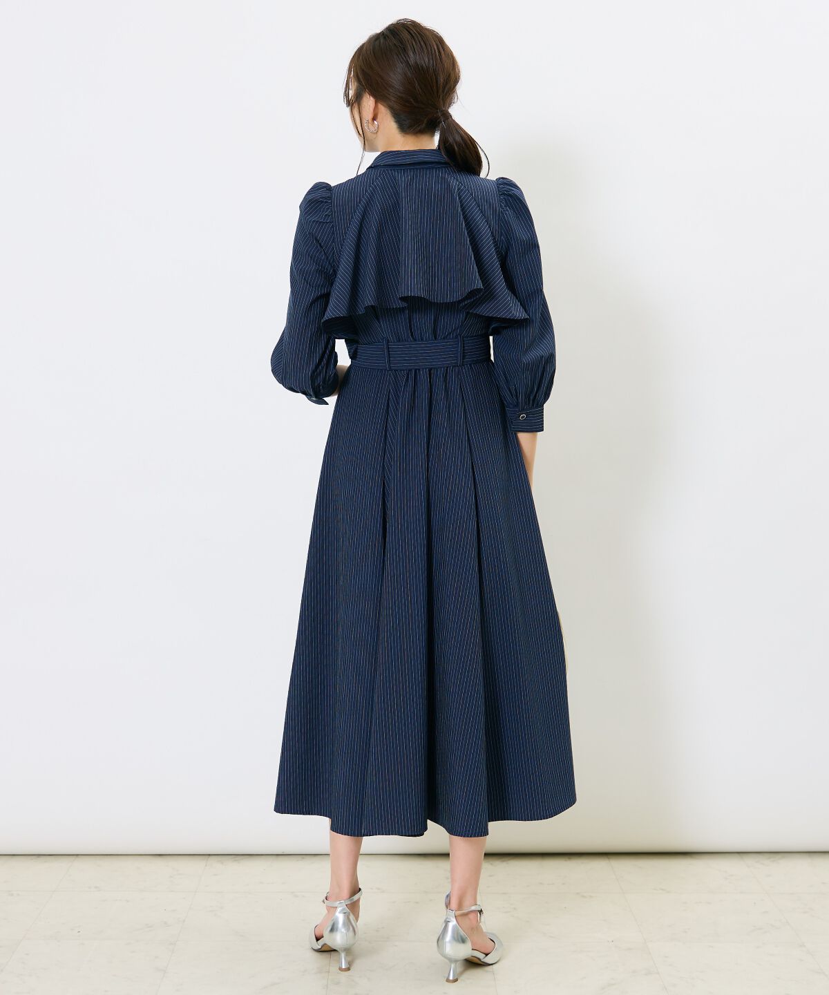 アンドクチュール「ストライプフリルケープワンピース」|ワンピース|