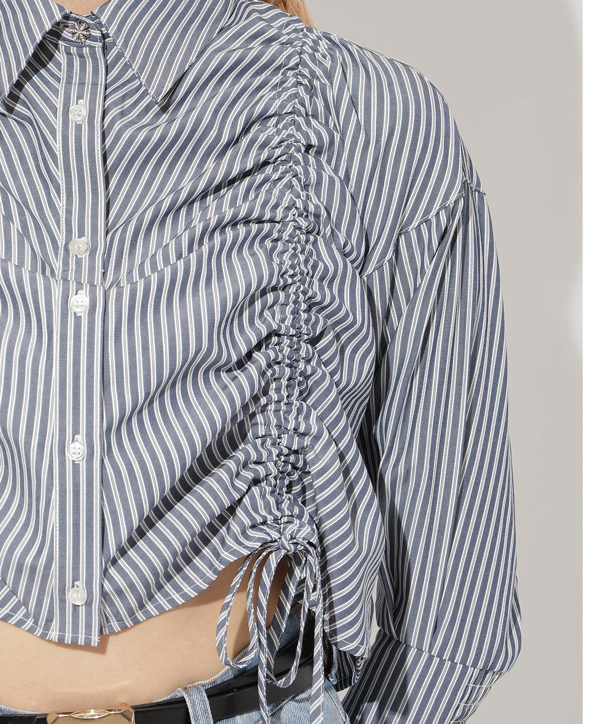 アンドクチュール「ストライプシャーリングブラウス」|シャツ・ブラウス|