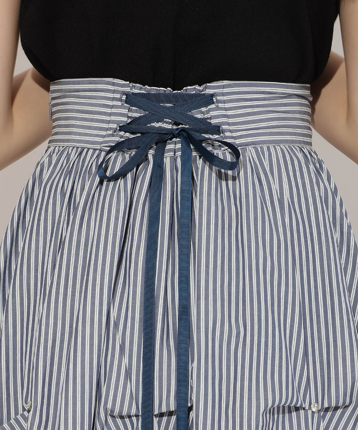 アンドクチュール「ストライプビジューティアードスカート」|フレア|