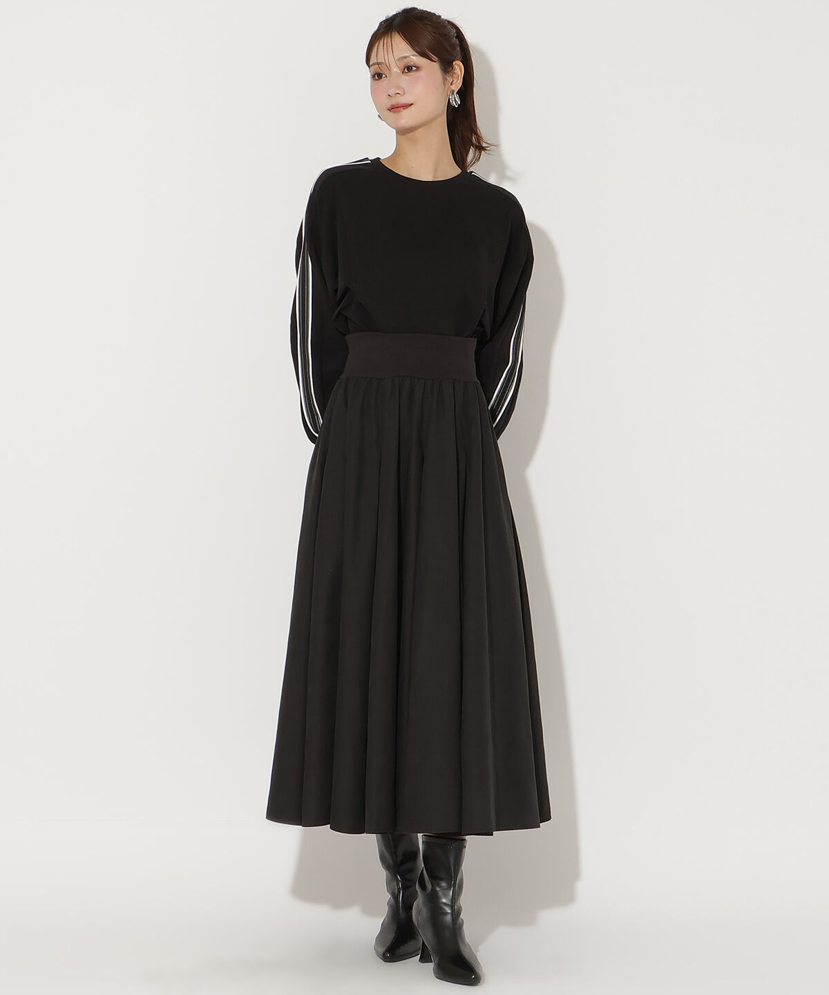 アンドクチュール「ライン入り裏毛トップス」|Tシャツ・カットソー|