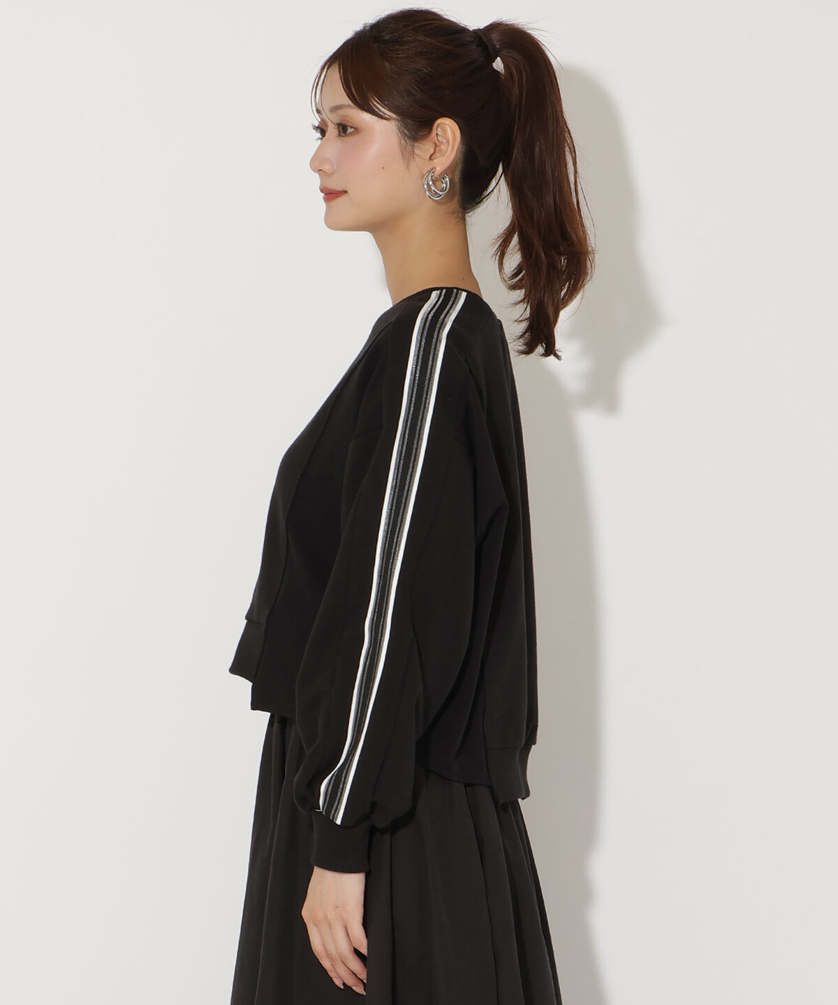 アンドクチュール「ライン入り裏毛トップス」|Tシャツ・カットソー|