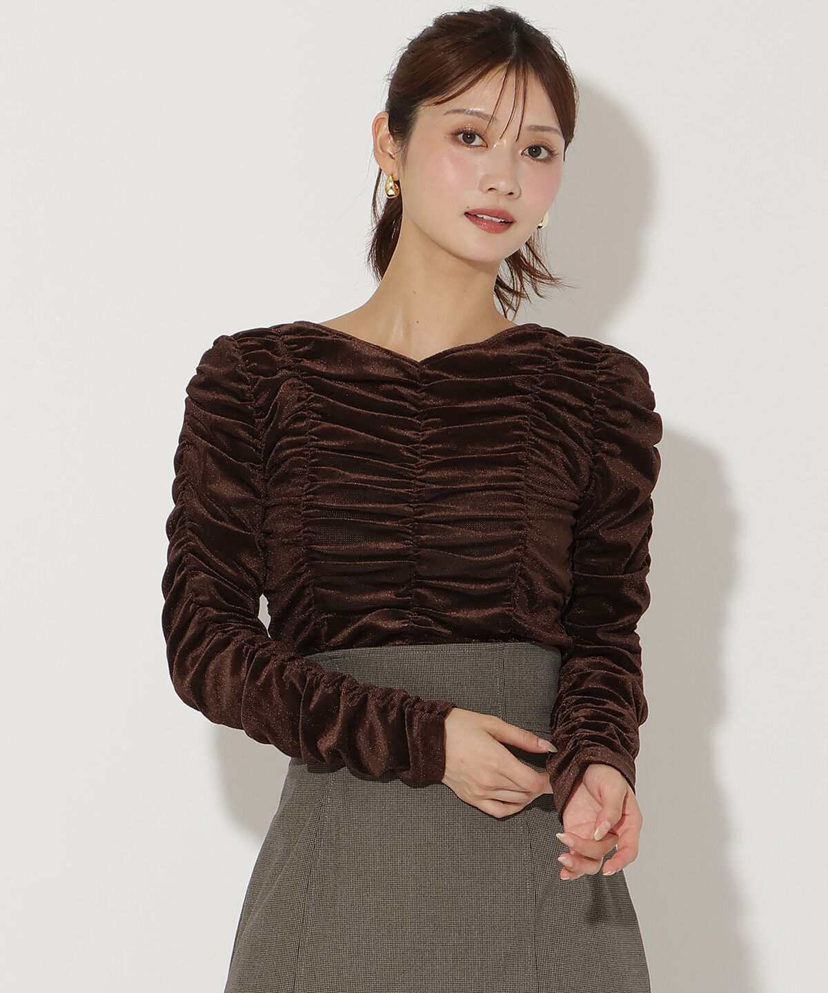 アンドクチュール「シャーリングベロアプルオーバー」|Tシャツ・カットソー|