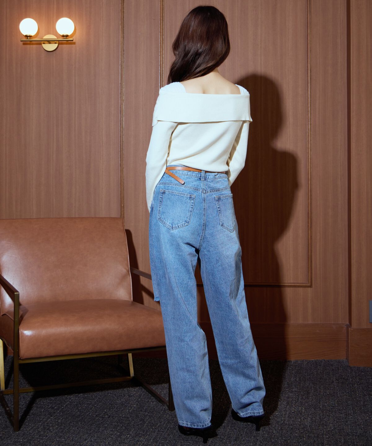 アンドクチュール「パール&times;ビジューダメージデニム」|デニム|