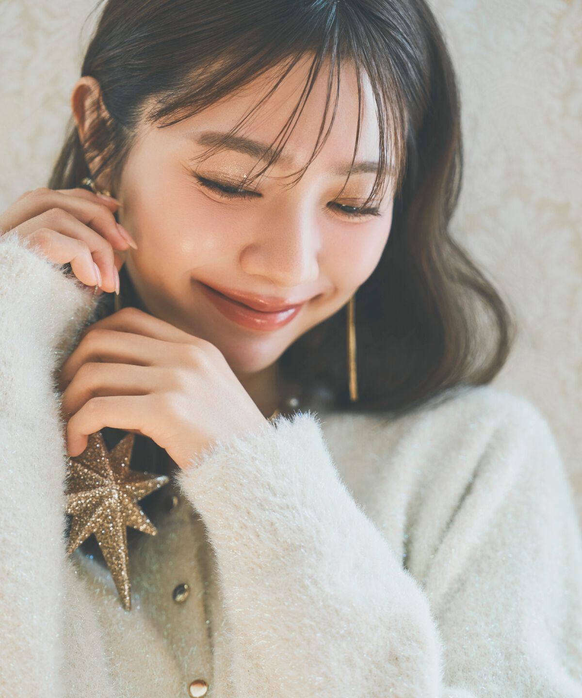 アンドクチュール「ラメシャギーニットカーディガン」|カーディガン|