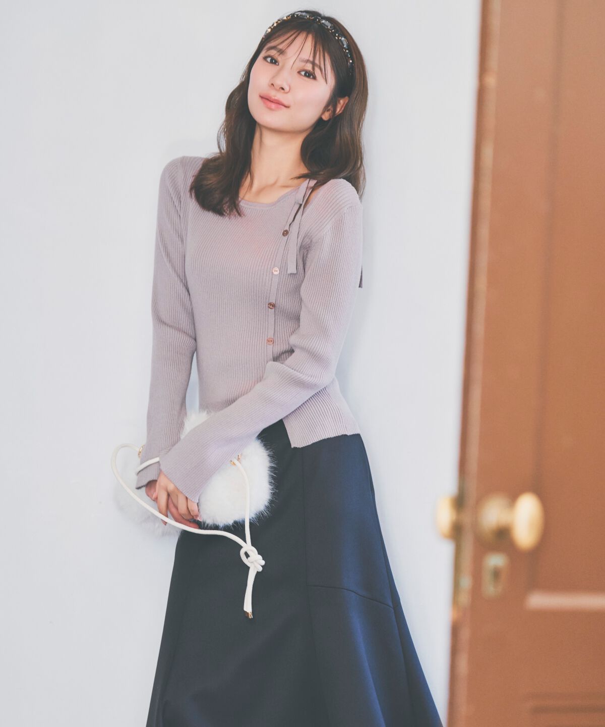 アンドクチュール「ベルト付きマーメイドスカート」|フレア|