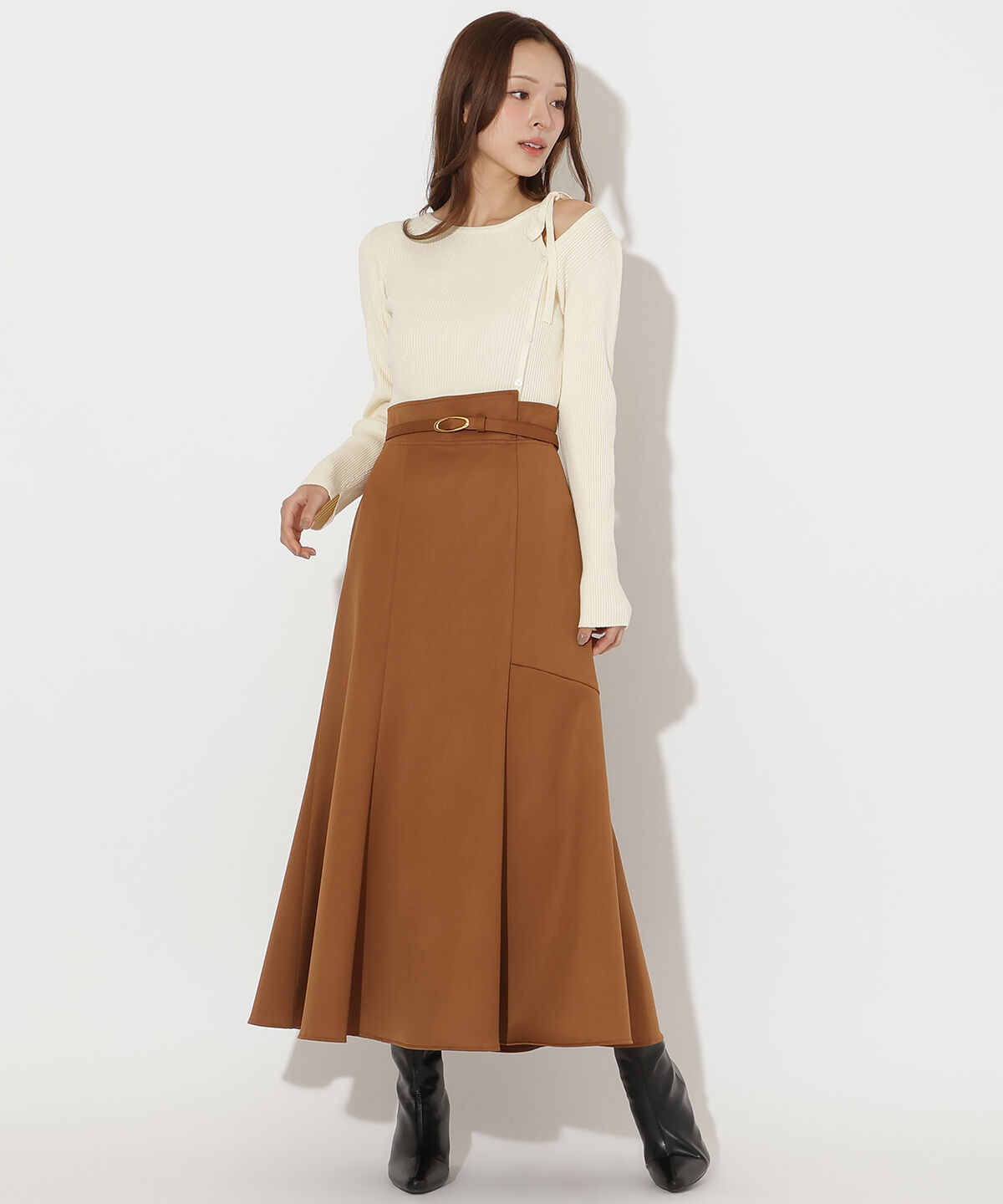 アンドクチュール「ベルト付きマーメイドスカート」|フレア|
