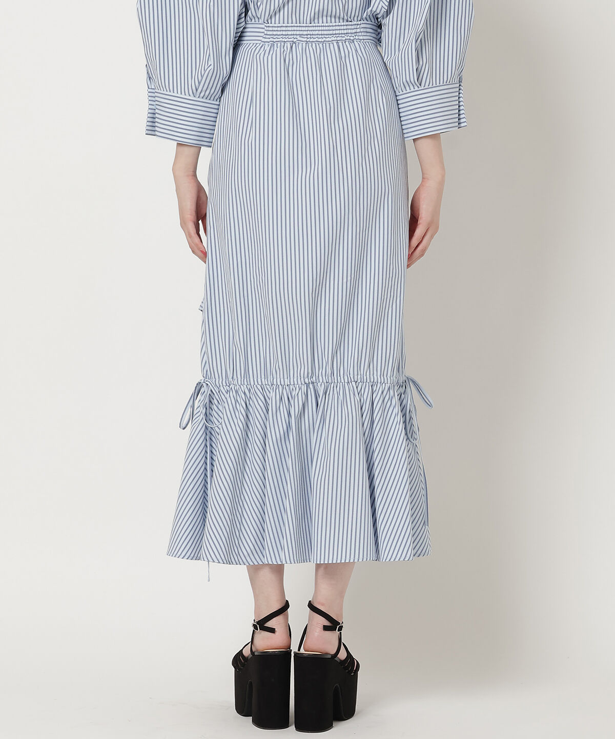 REDYAZEL「ストライプシャーリングスカート」|フレア|