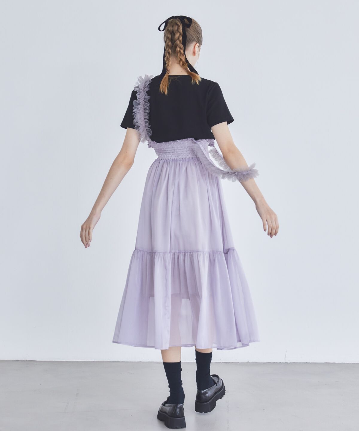 REDYAZEL「チュールショルダーフレアスカート」|フレア|